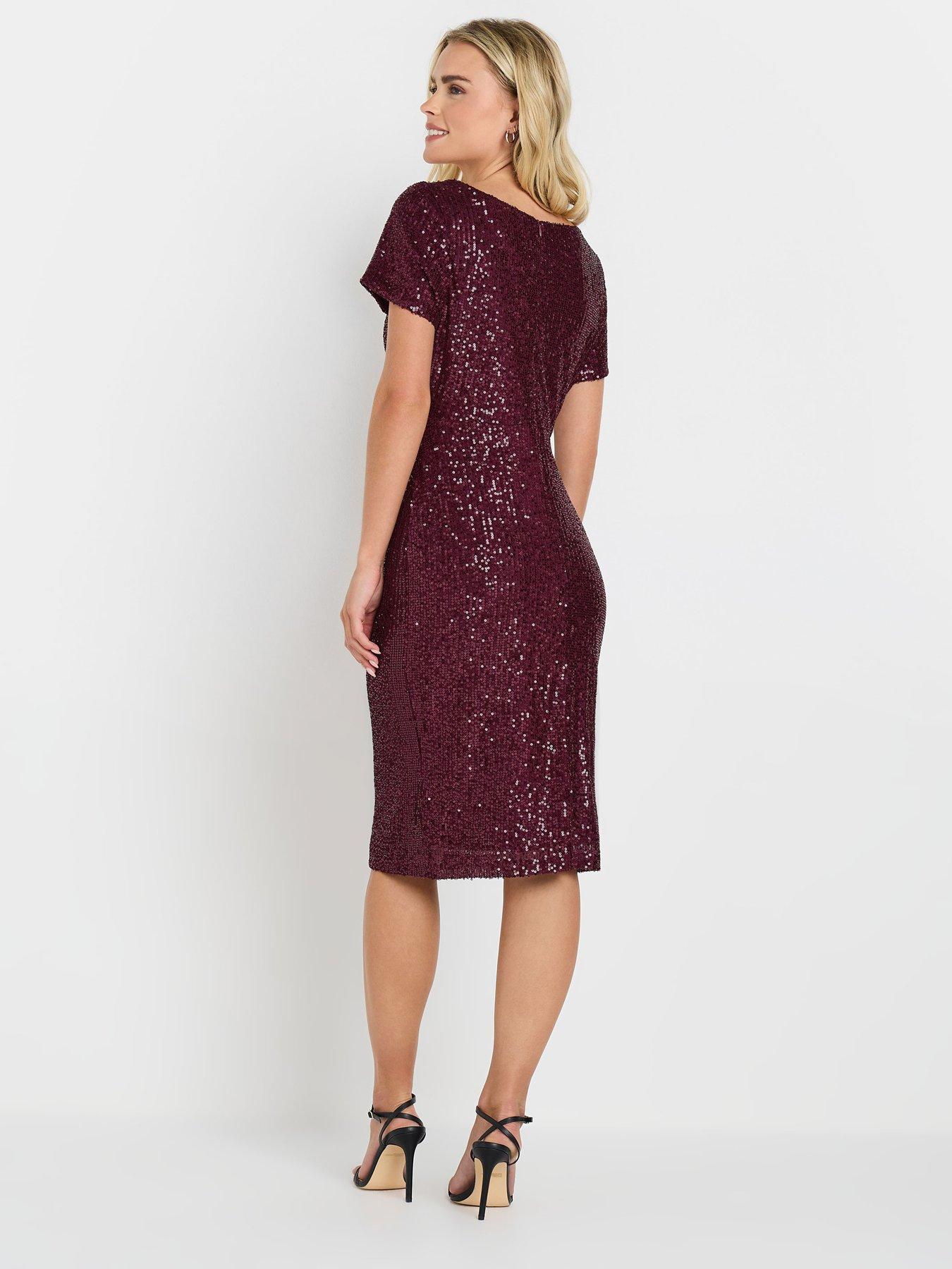 mco-petite-sequin-wrap-shift-dress-red-berrystillFront