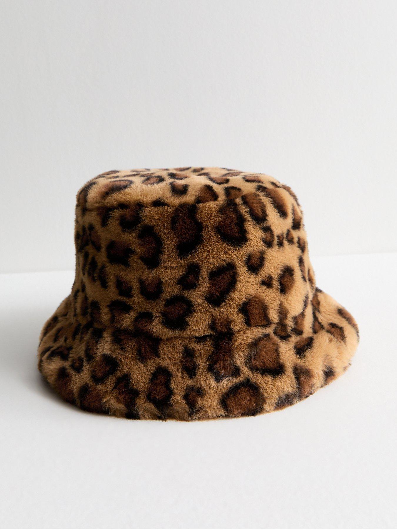 new-look-brown-leopard-print-faux-fur-bucket-hat