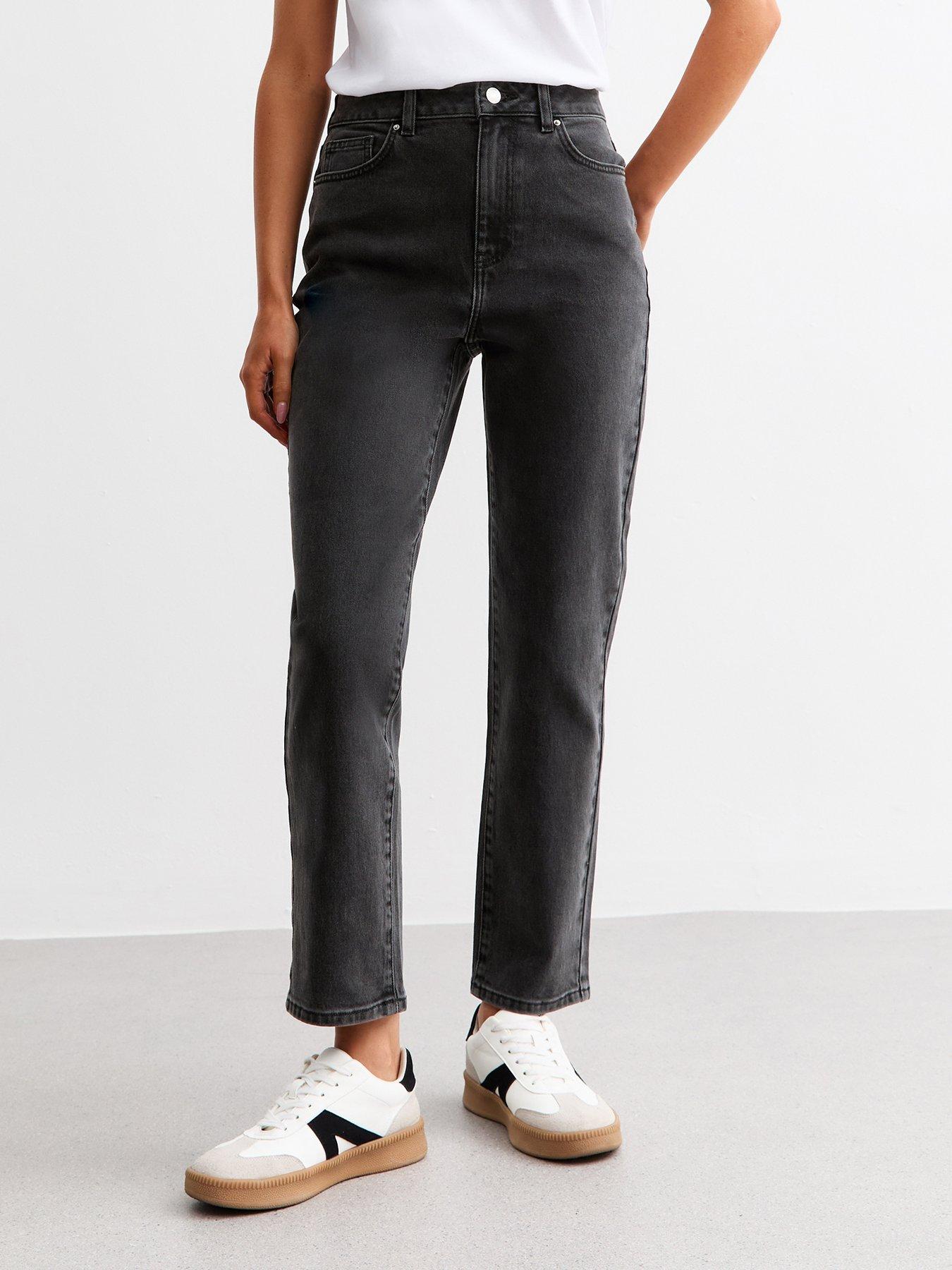 Image of New Look Washed Black Hannah Ankle Grazer Straight Leg Jeans