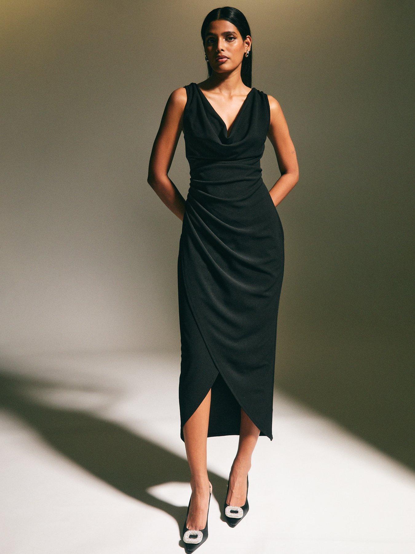 new-look-black-cowl-neck-draped-midi-dress