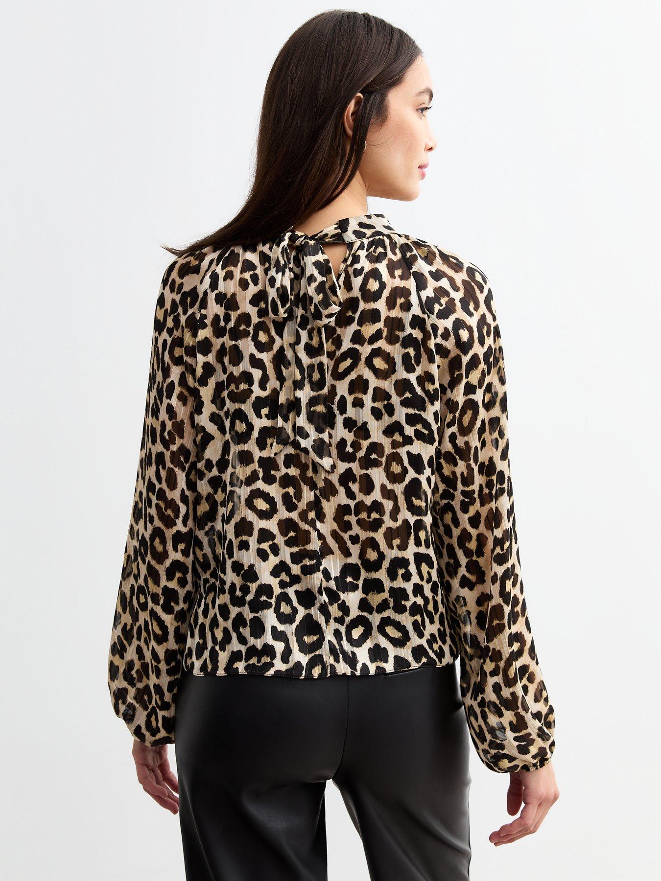 new-look-brown-leopard-print-high-neck-chiffon-topstillFront