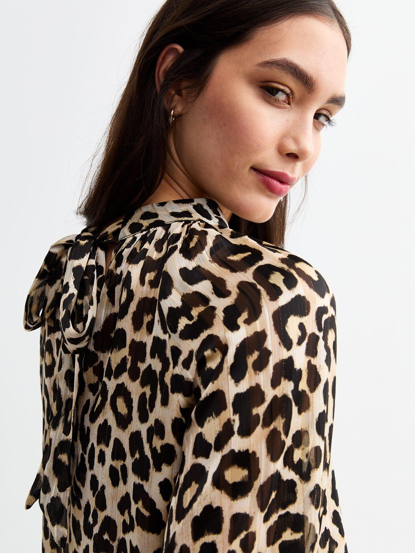 new-look-brown-leopard-print-high-neck-chiffon-topoutfit