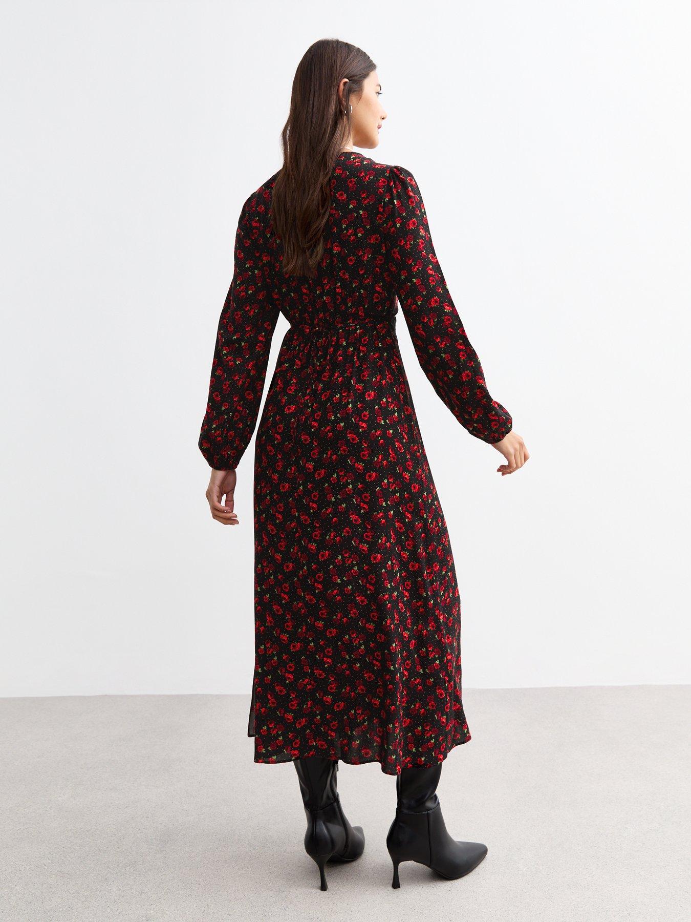 new-look-rose-print-lace-trim-midi-dress-redstillFront