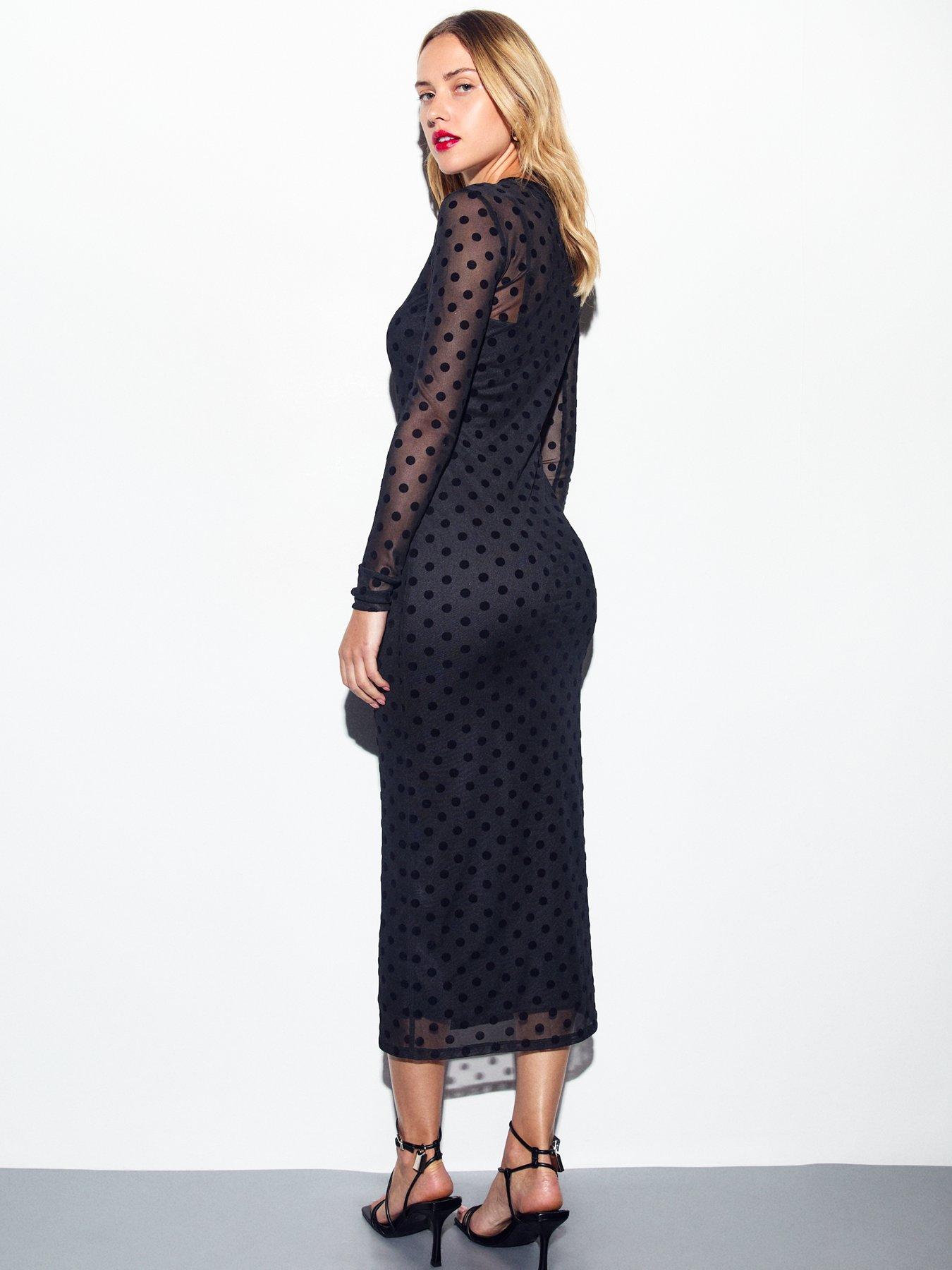 new-look-flocked-polka-dot-long-sleeve-mesh-midi-dress-blackstillFront