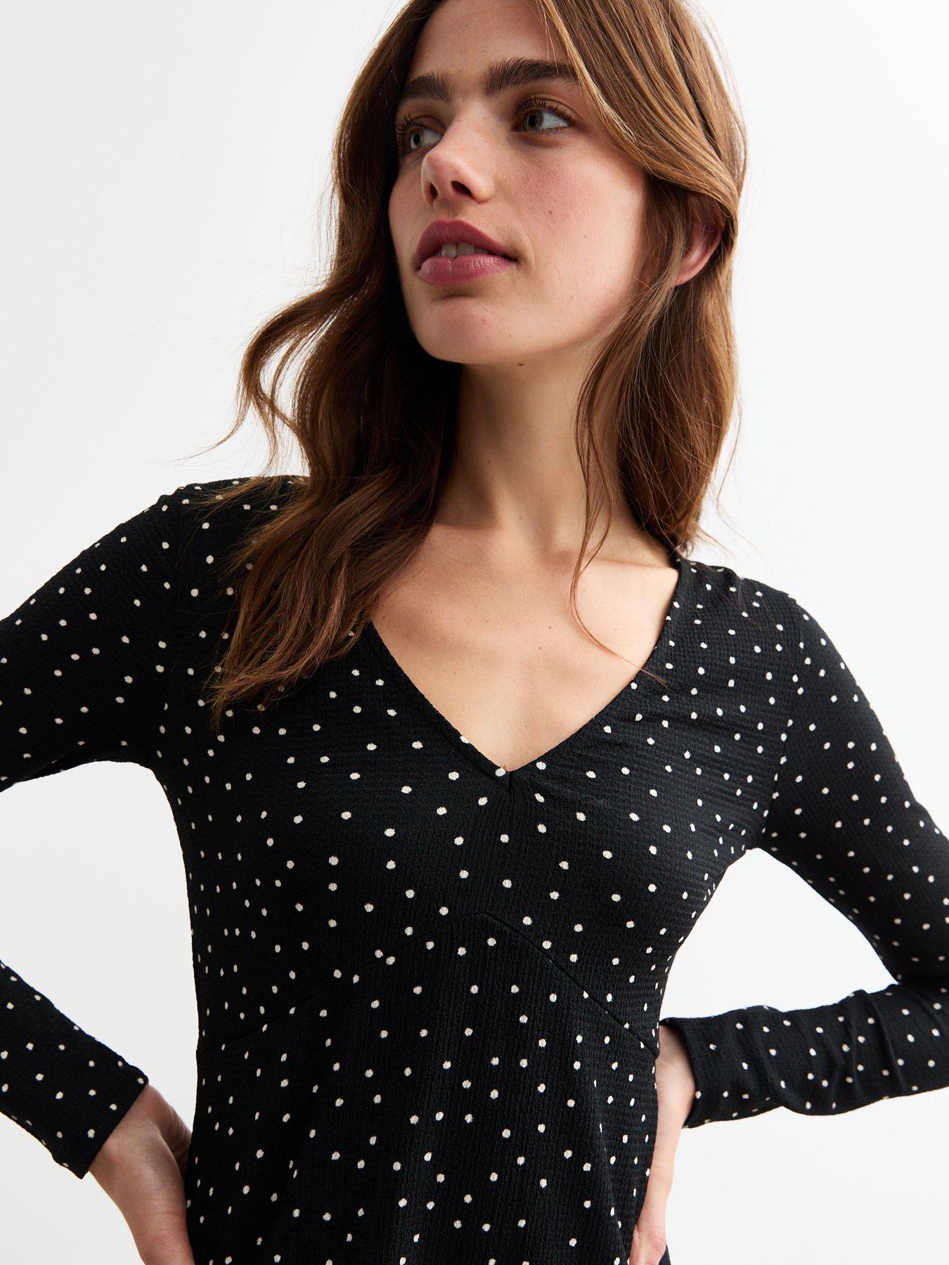 new-look-polka-dot-woven-long-sleeve-mini-dress-printoutfit