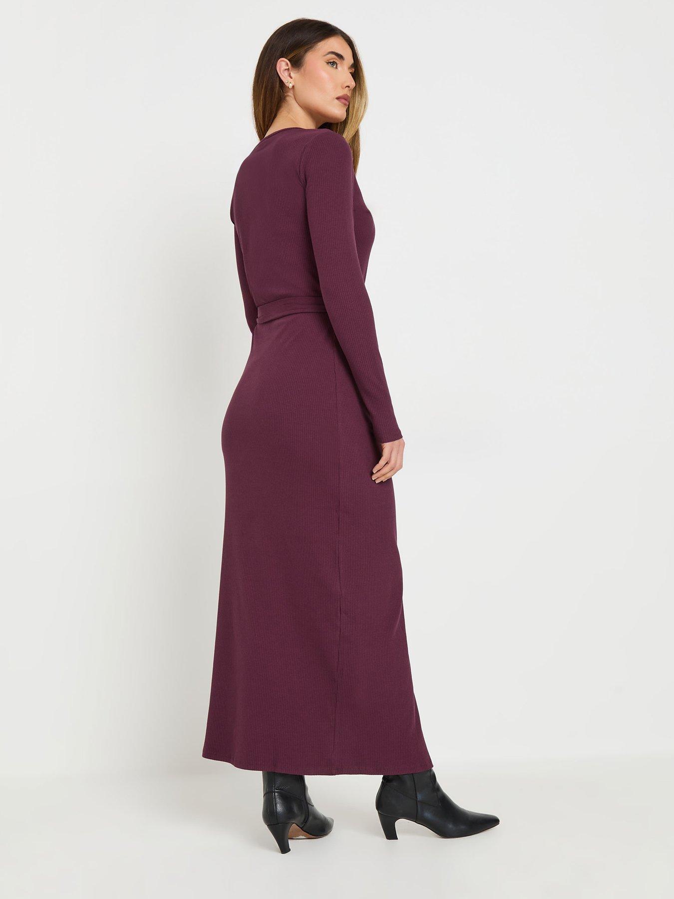 long-tall-sally-tall-long-sleeve-ribbed-button-maxi-dress-redstillFront