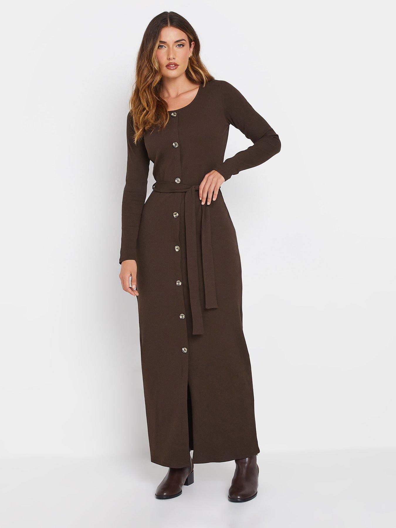 long-tall-sally-tall-long-sleeve-ribbed-button-maxi-dress-brown