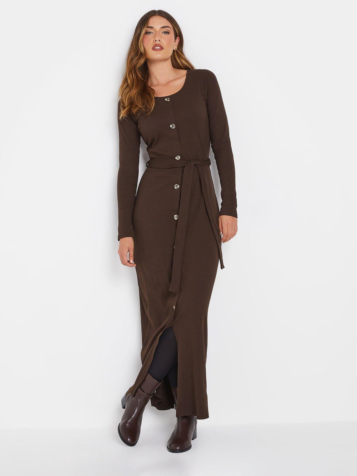 long-tall-sally-tall-long-sleeve-ribbed-button-maxi-dress-brownback