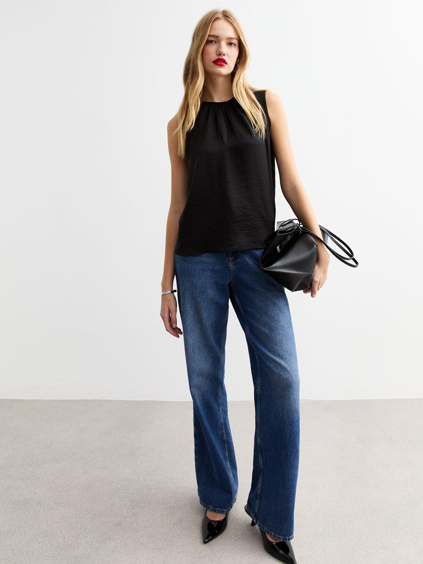 new-look-pleated-neck-sleeveless-top-blackback