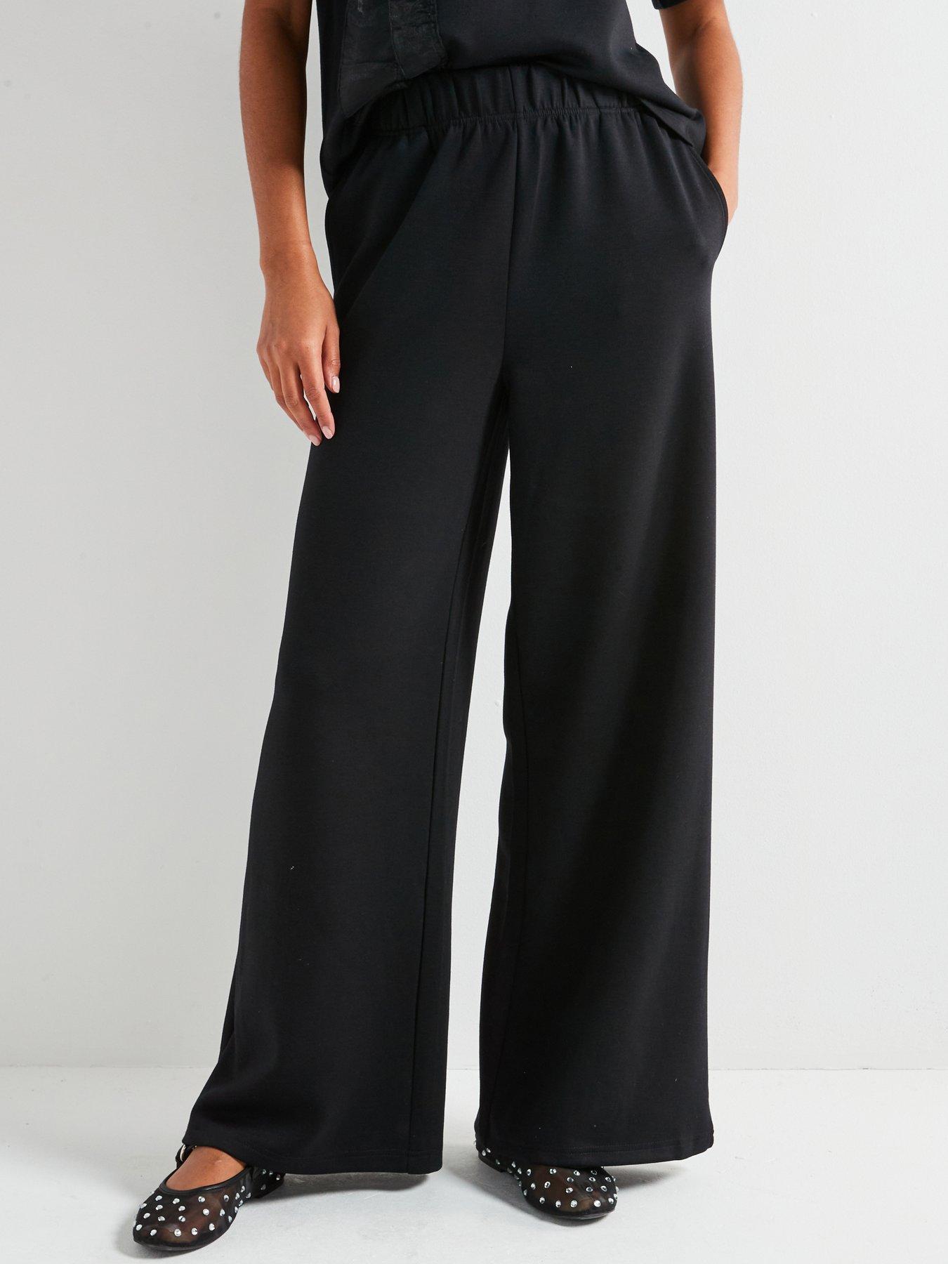 Image of Vero Moda Cora High Waist Rose Detail Jersey Pant - Black