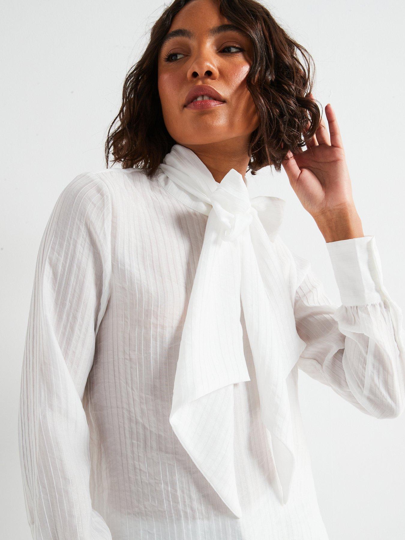 vero-moda-long-sleeve-bow-collar-shirt-whiteoutfit