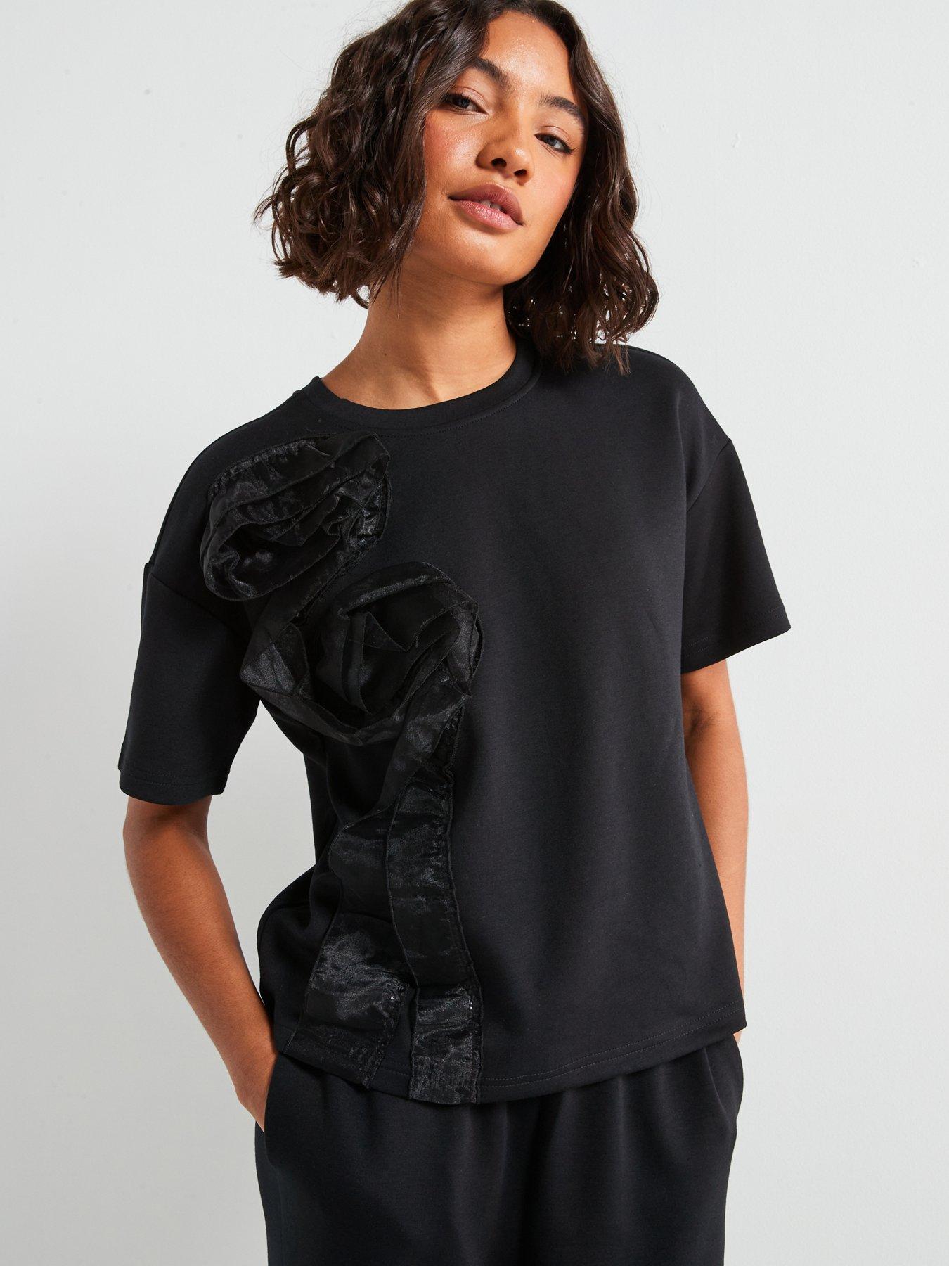 vero-moda-cora-short-sleeve-rose-detail-jersey-top-blackdetail