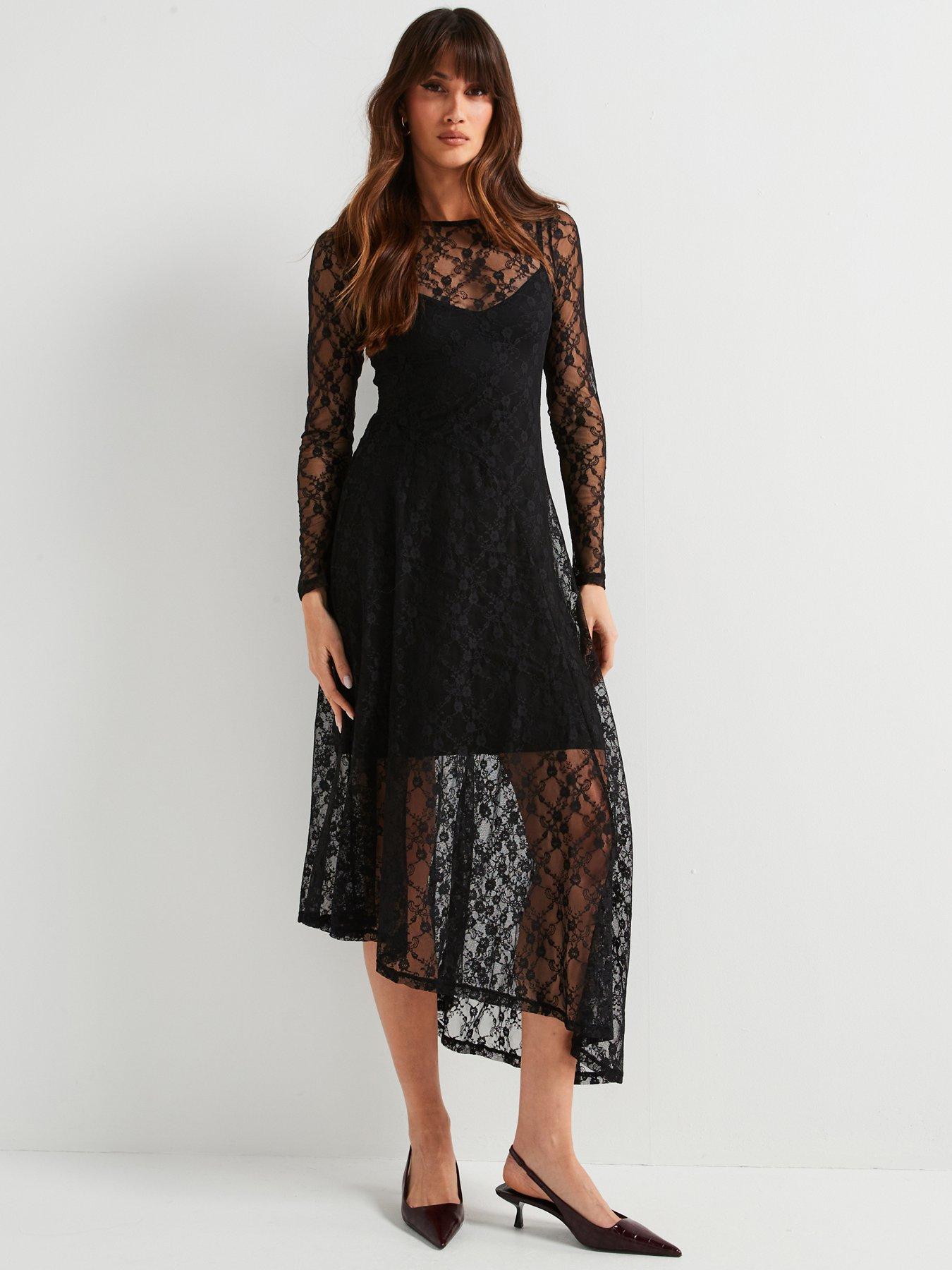 vero-moda-brooke-long-sleeve-jersey-lace-dress-black