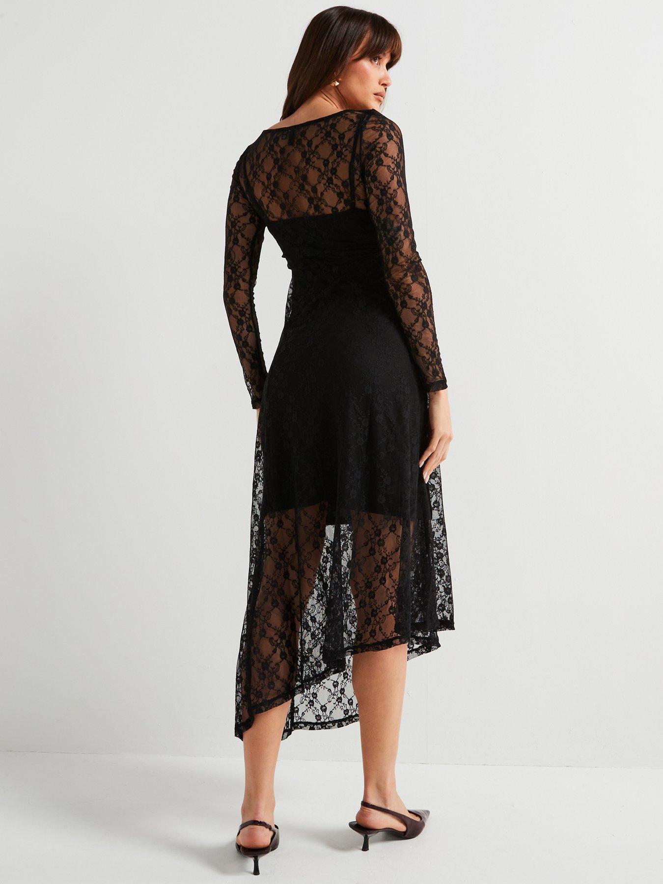 vero-moda-brooke-long-sleeve-jersey-lace-dress-blackstillFront