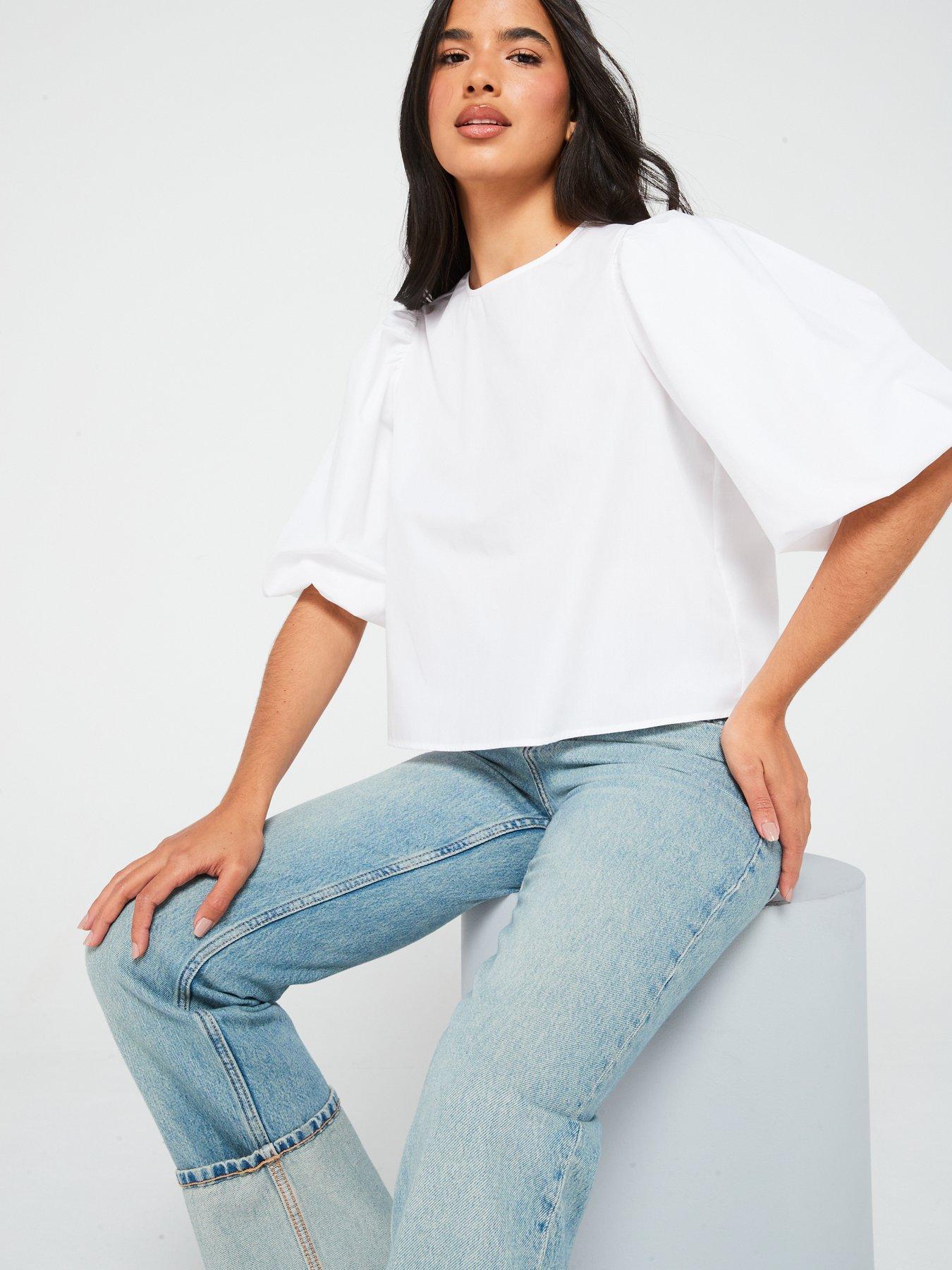 vero-moda-ditte-balloon-sleeve-woven-top-whiteoutfit