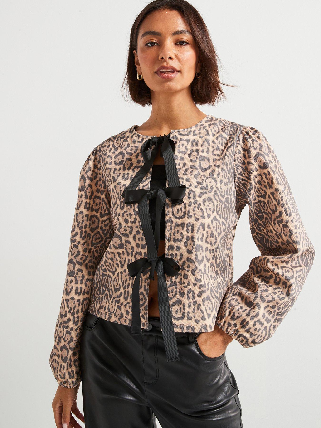 Image 1 of 6 of PIECES Reversible Long Sleeve Tie Bow Top - Multi