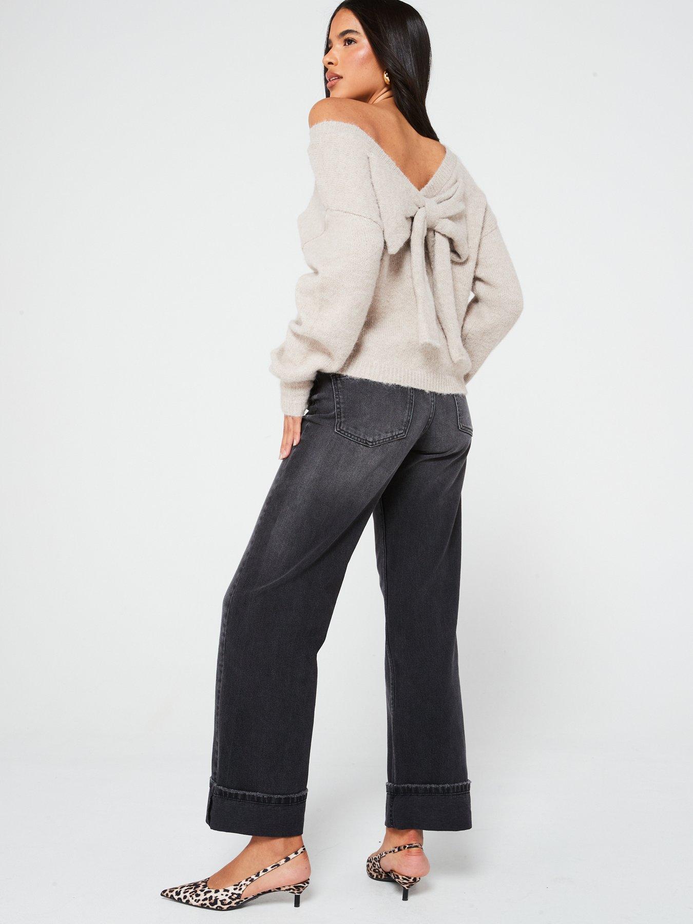 pieces-allison-long-sleeve-bow-reversible-knit-creamback