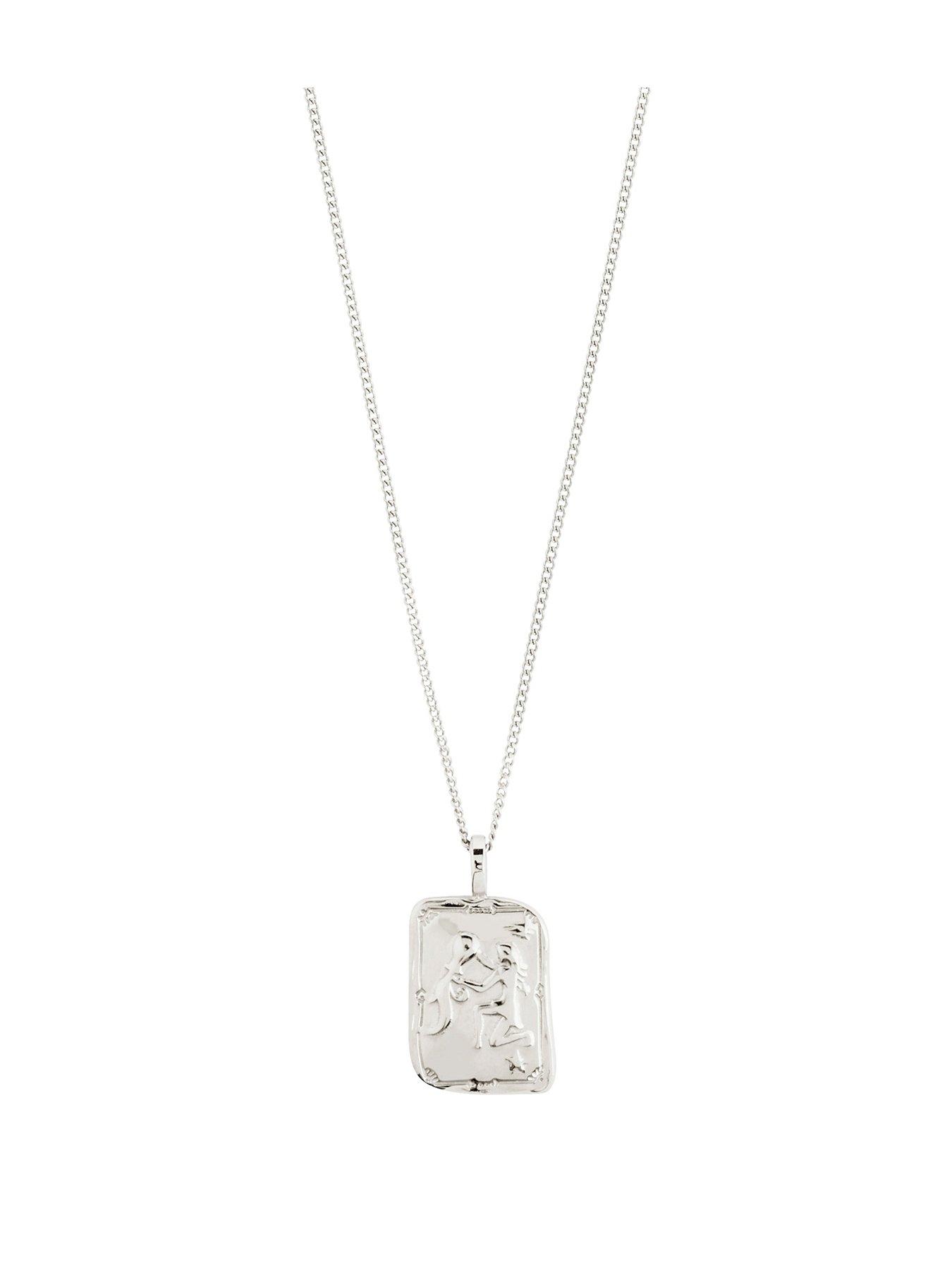 Pilgrim AQUARIUS Zodiac Sign necklace, silver-plated