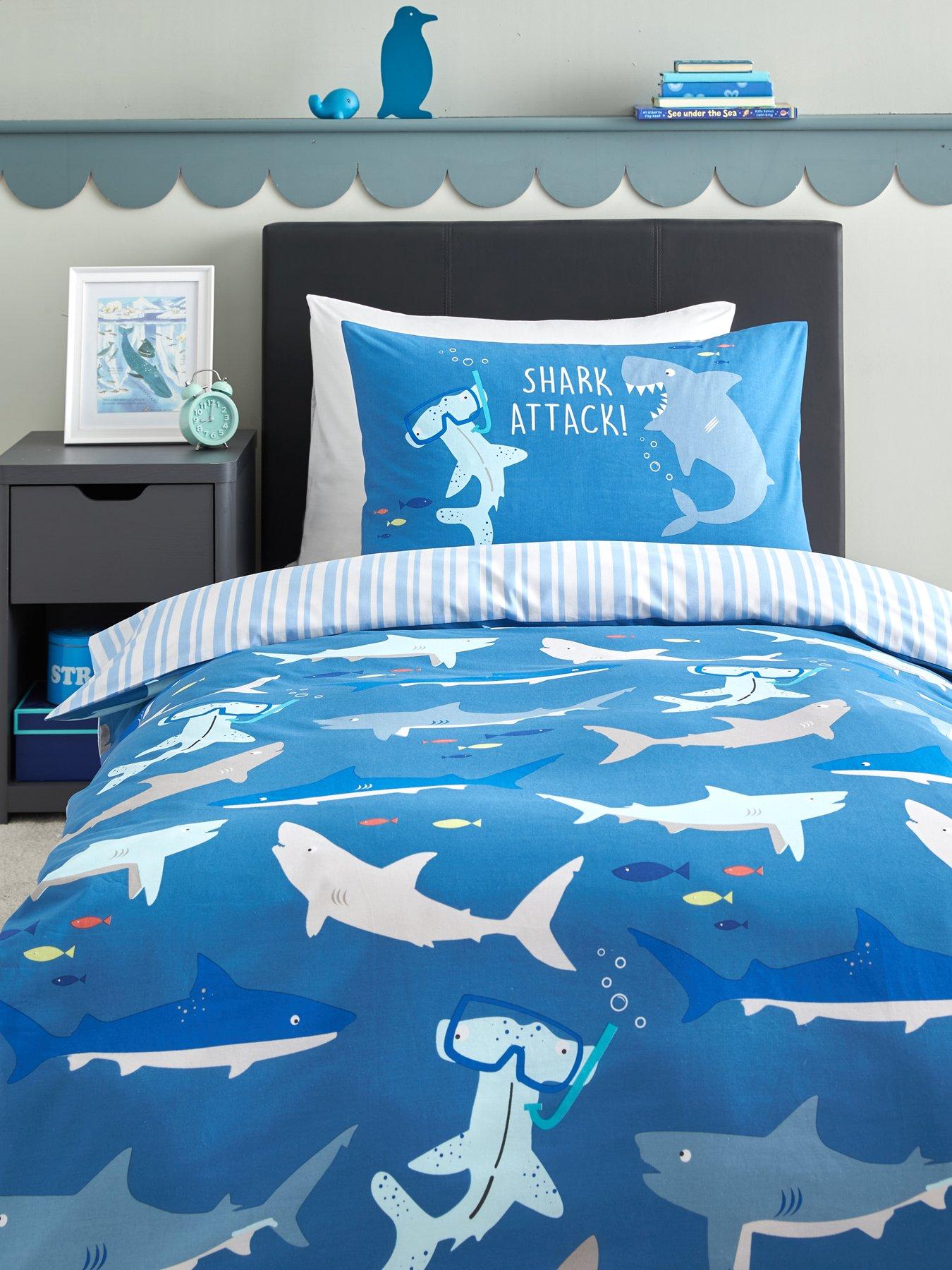 very-home-shark-print-duvet-cover-set