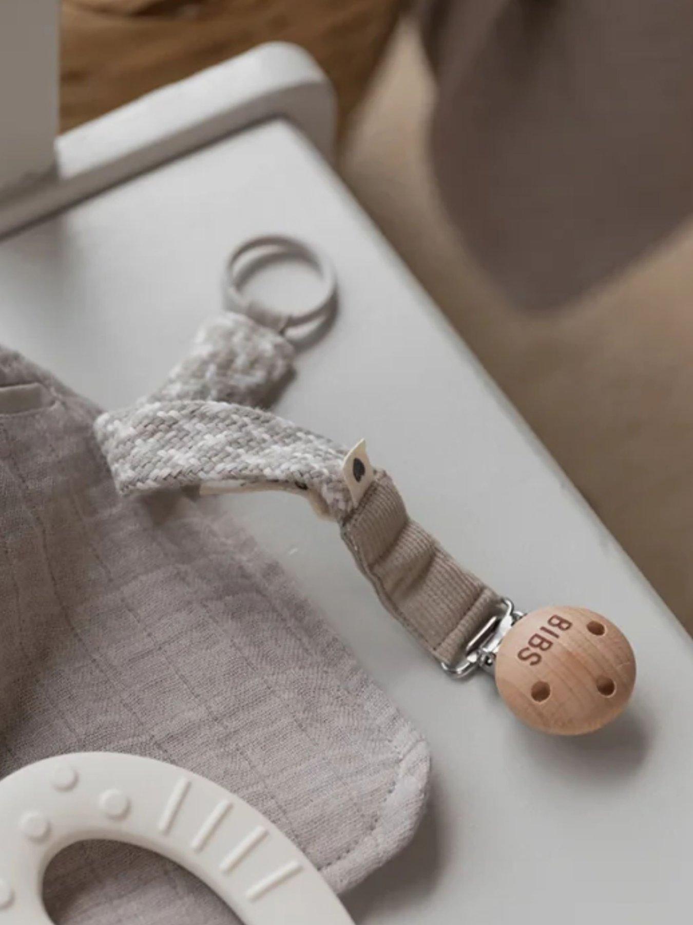 BIBS BIBS Pacifier Clip Braided Sand/Ivory