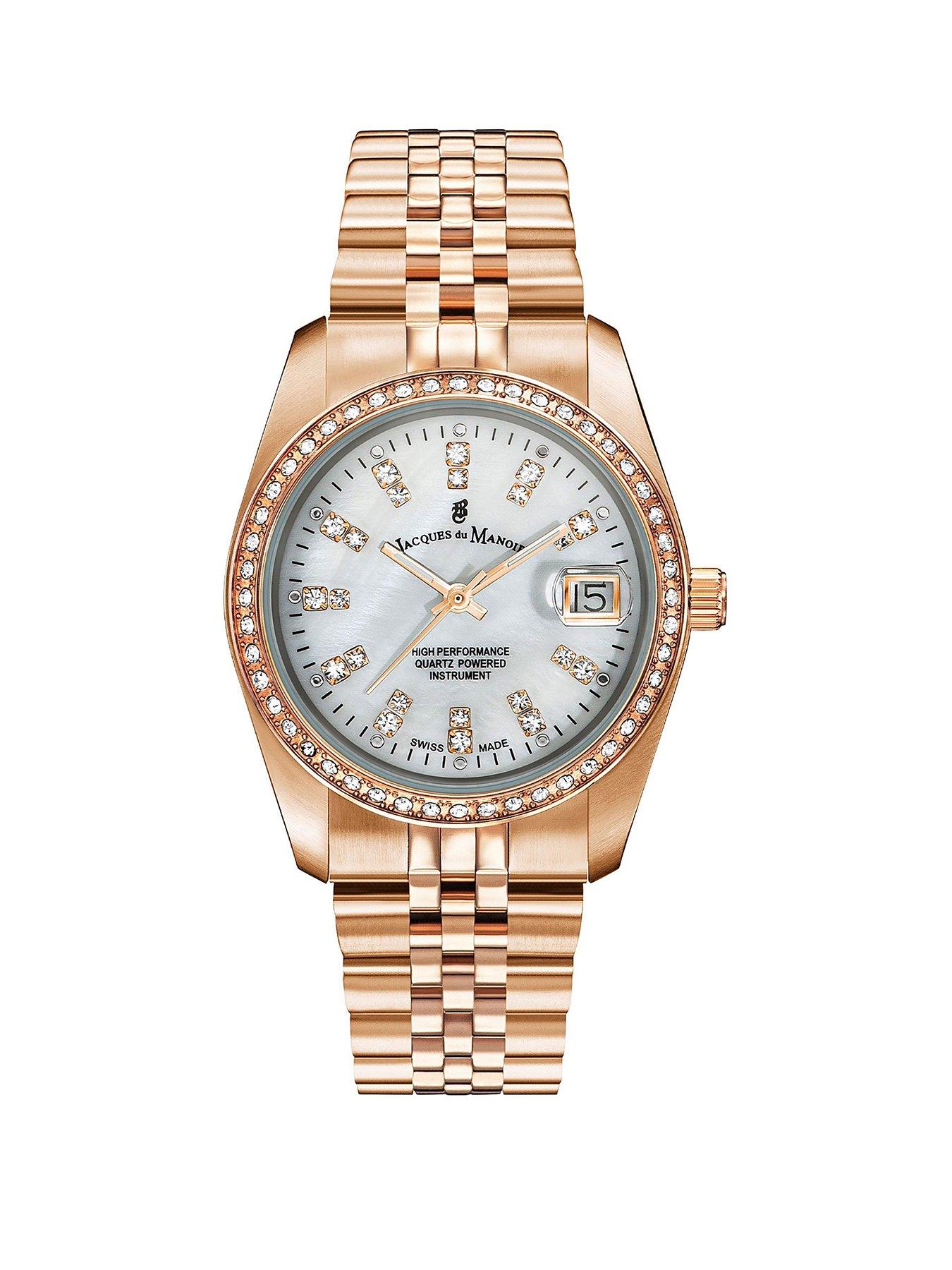 Jacques Du Manoir Jacques du Manoir Swiss-made Ladies Inspiration Rose Gold Plated Bracelet Watch