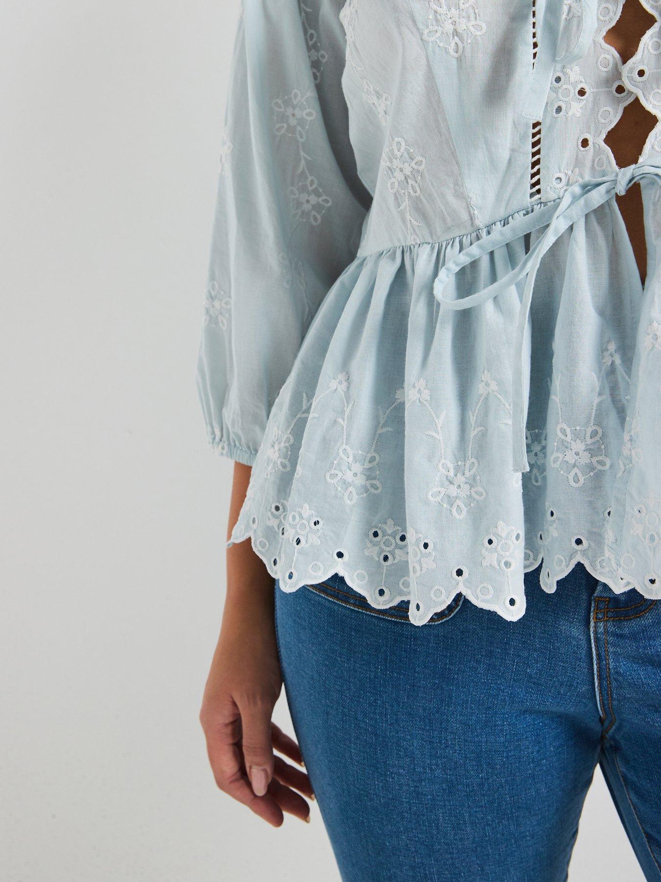 v-by-very-curve-embroidered-tie-detail-blouse-bluedetail