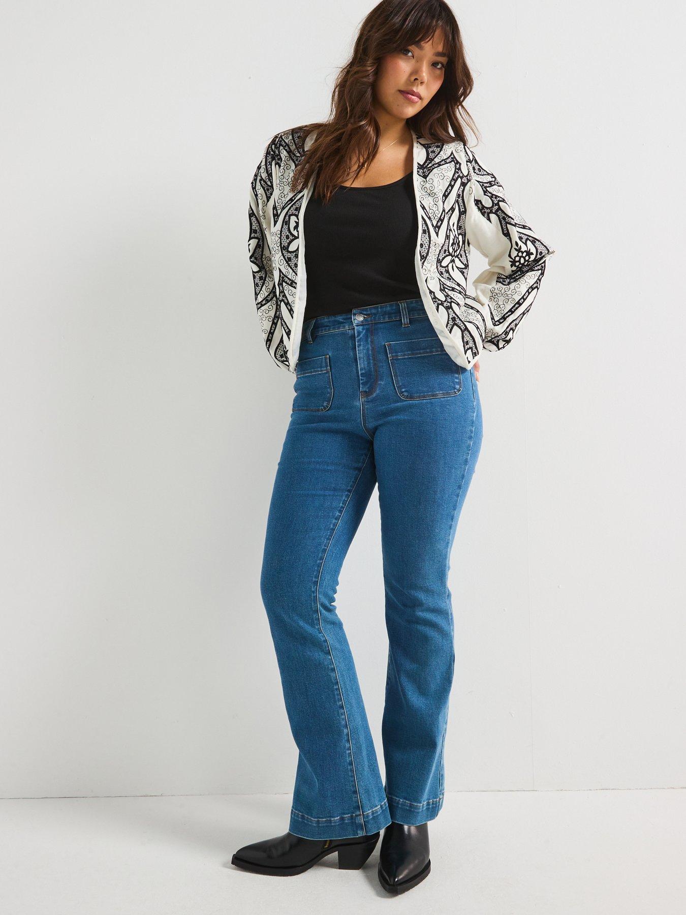 Image 3 of 6 of V by Very Curve Mono Embroidered Jacket - Black