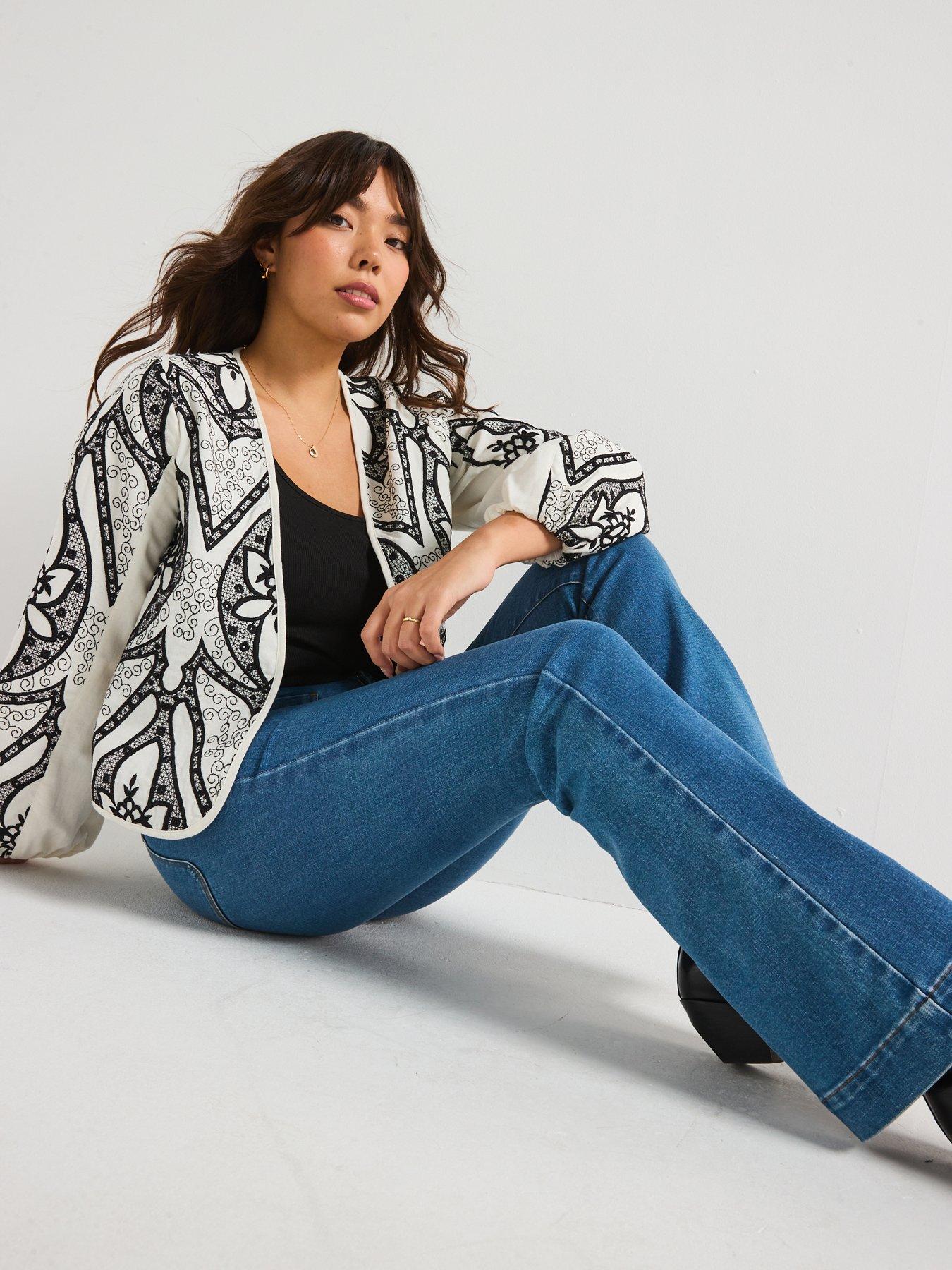 Image 6 of 6 of V by Very Curve Mono Embroidered Jacket - Black