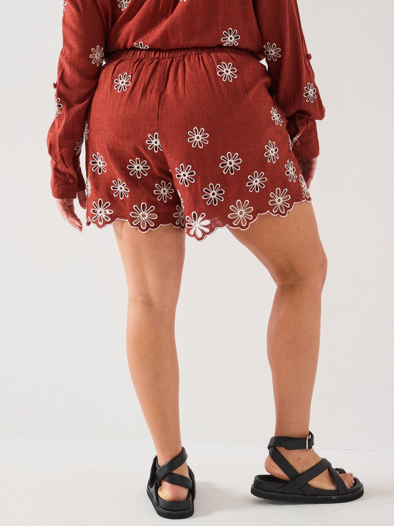 v-by-very-curve-embroidered-short-co-ord-ruststillFront