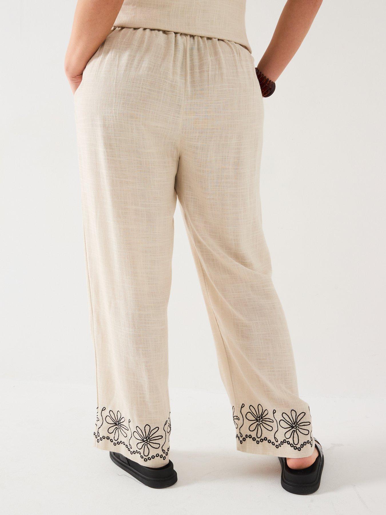 v-by-very-curve-embroidered-hem-linen-mix-trousers-beigestillFront