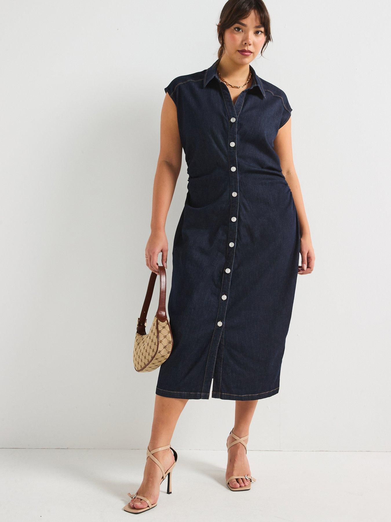 v-by-very-curve-denim-button-through-pencil-dress