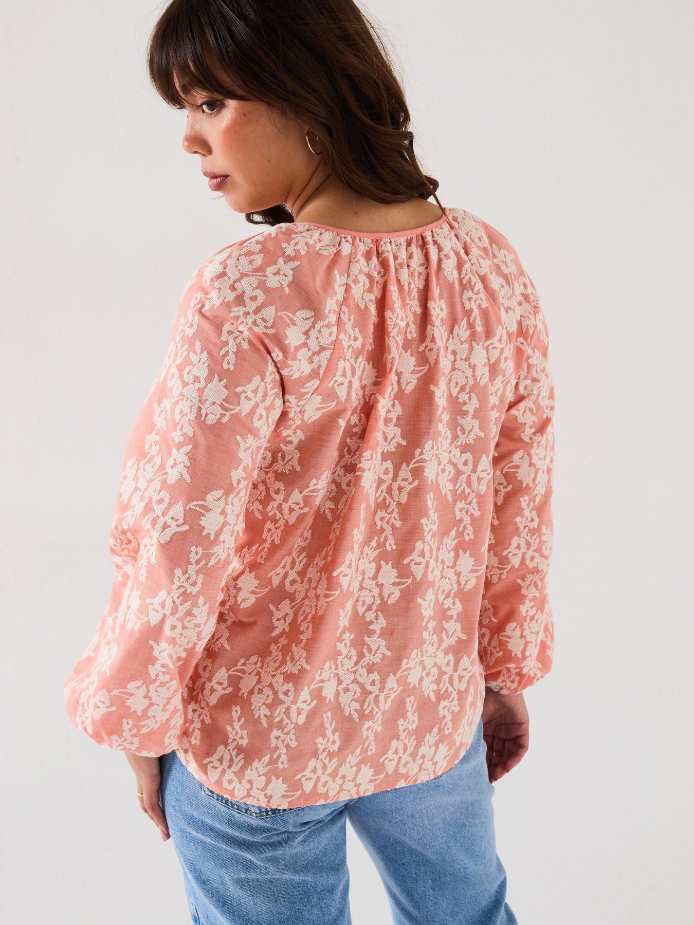 Image 2 of 6 of V by Very Curve Embroidered Blouson Blouse - Orange