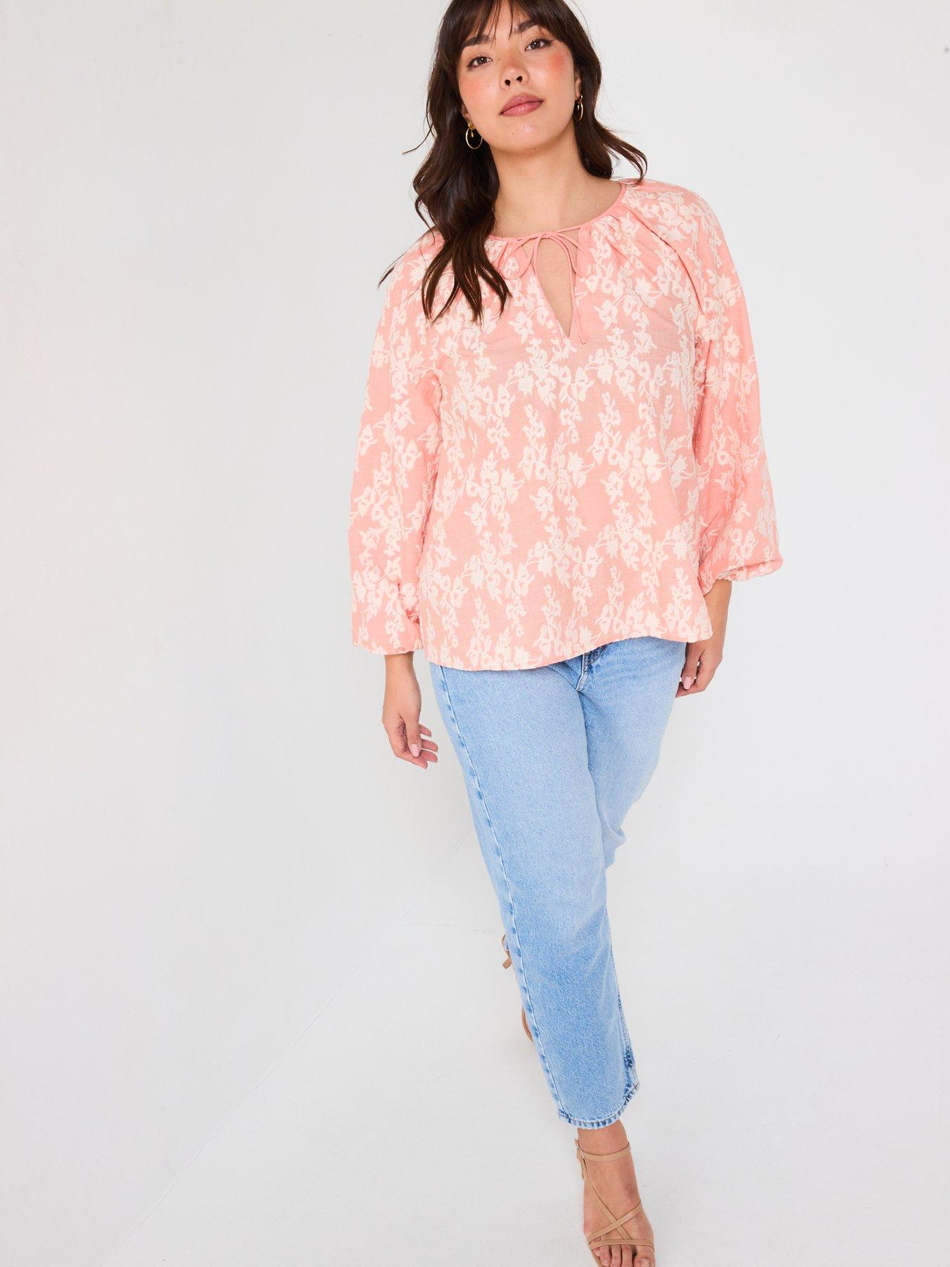 Image 3 of 6 of V by Very Curve Embroidered Blouson Blouse - Orange