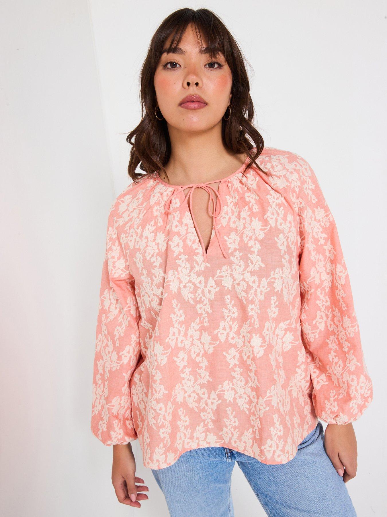 Image 4 of 6 of V by Very Curve Embroidered Blouson Blouse - Orange