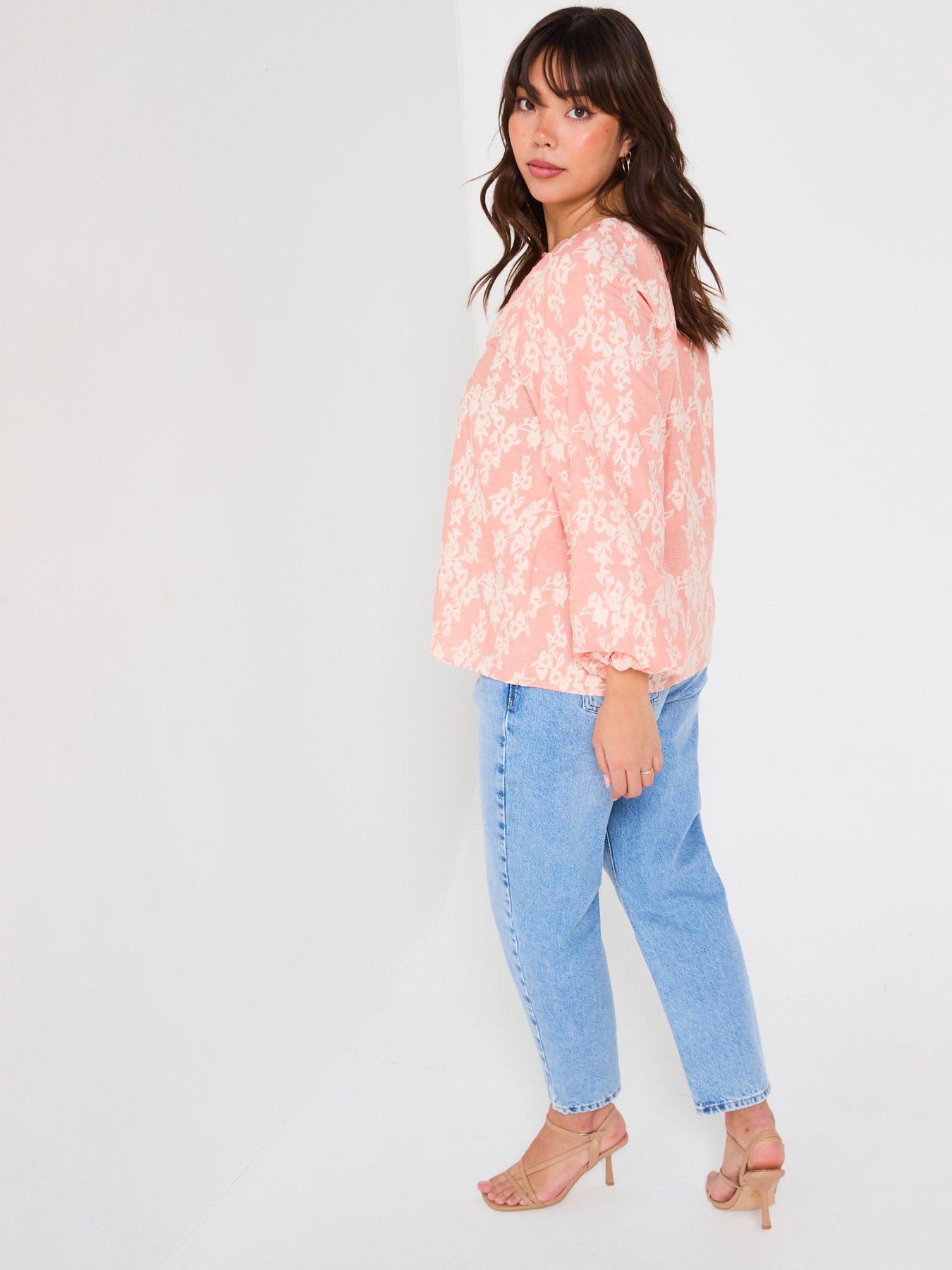 Image 5 of 6 of V by Very Curve Embroidered Blouson Blouse - Orange