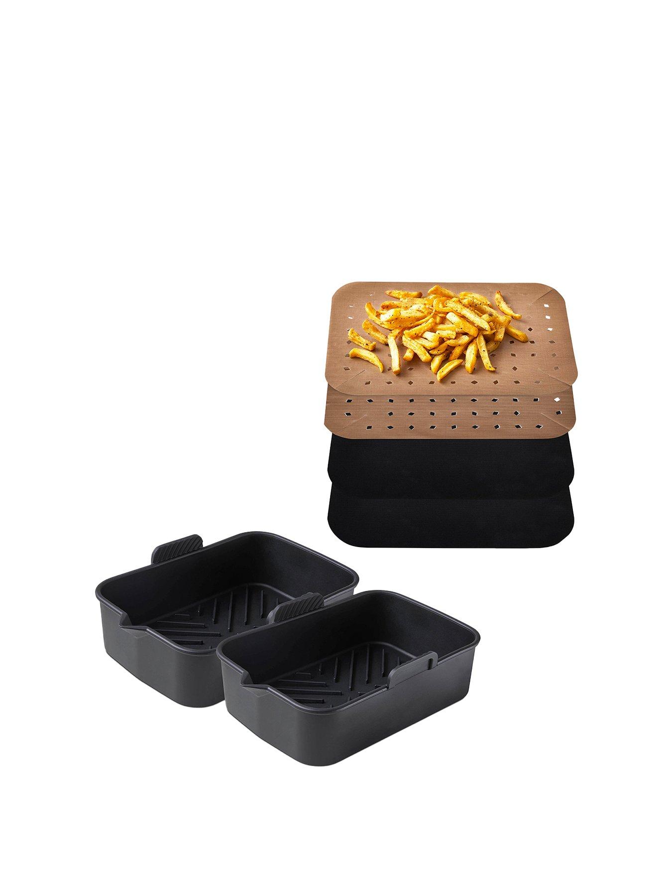 Image 1 of 6 of Tower 2 X Rectangular Solid Trays + 4 Pk 9l Dual Air Fryer Liners