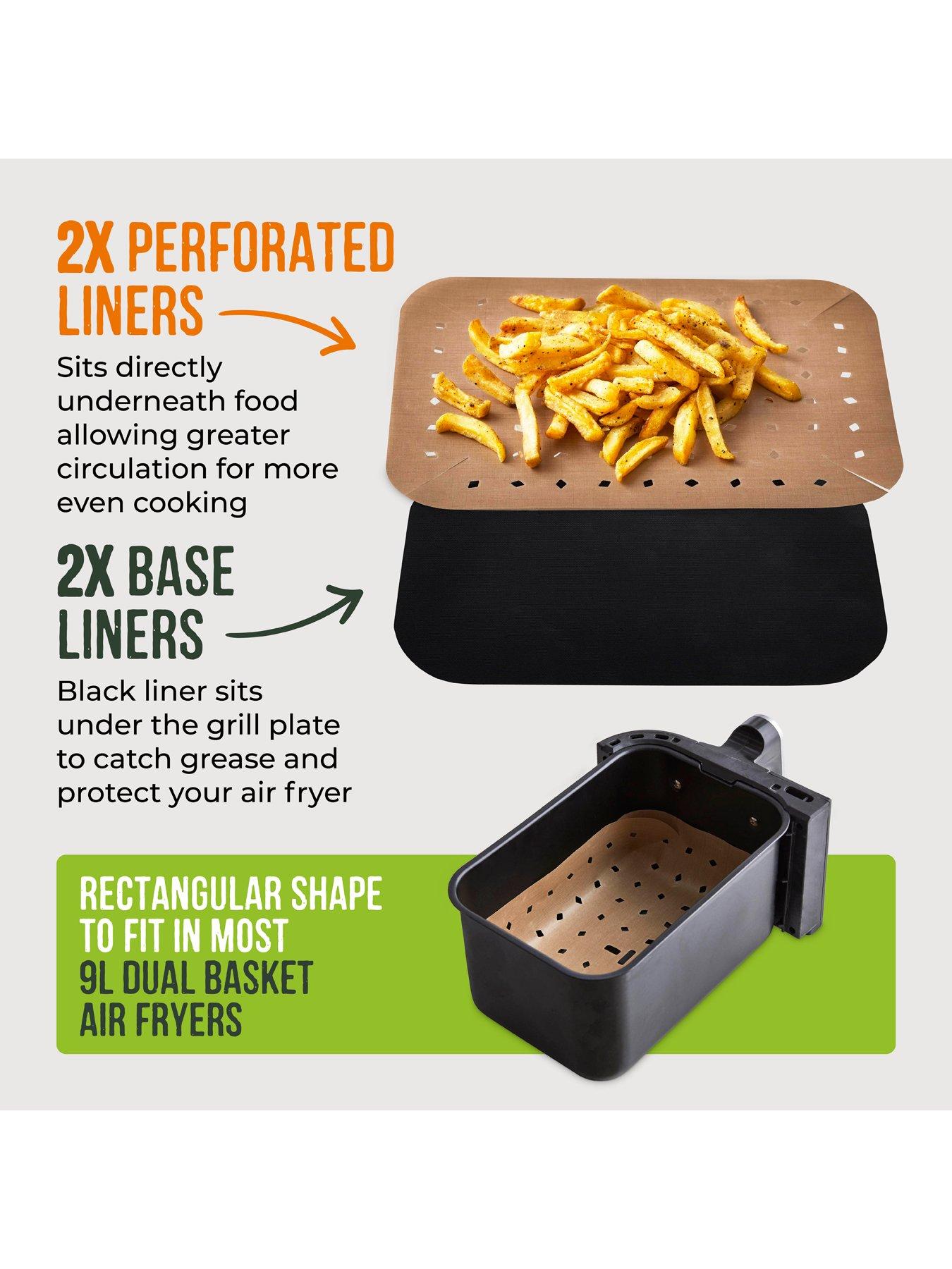 Image 2 of 6 of Tower 2 X Rectangular Solid Trays + 4 Pk 9l Dual Air Fryer Liners