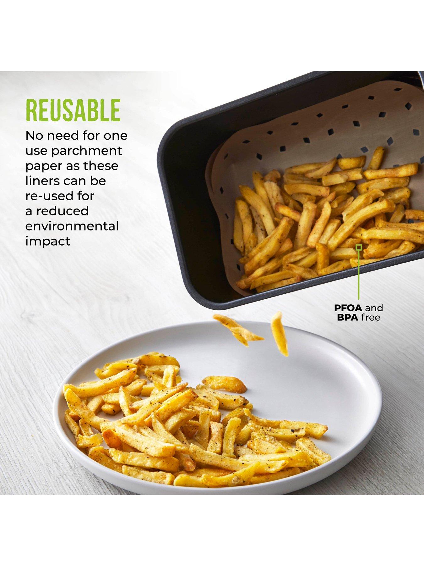 Image 4 of 6 of Tower 2 X Rectangular Solid Trays + 4 Pk 9l Dual Air Fryer Liners