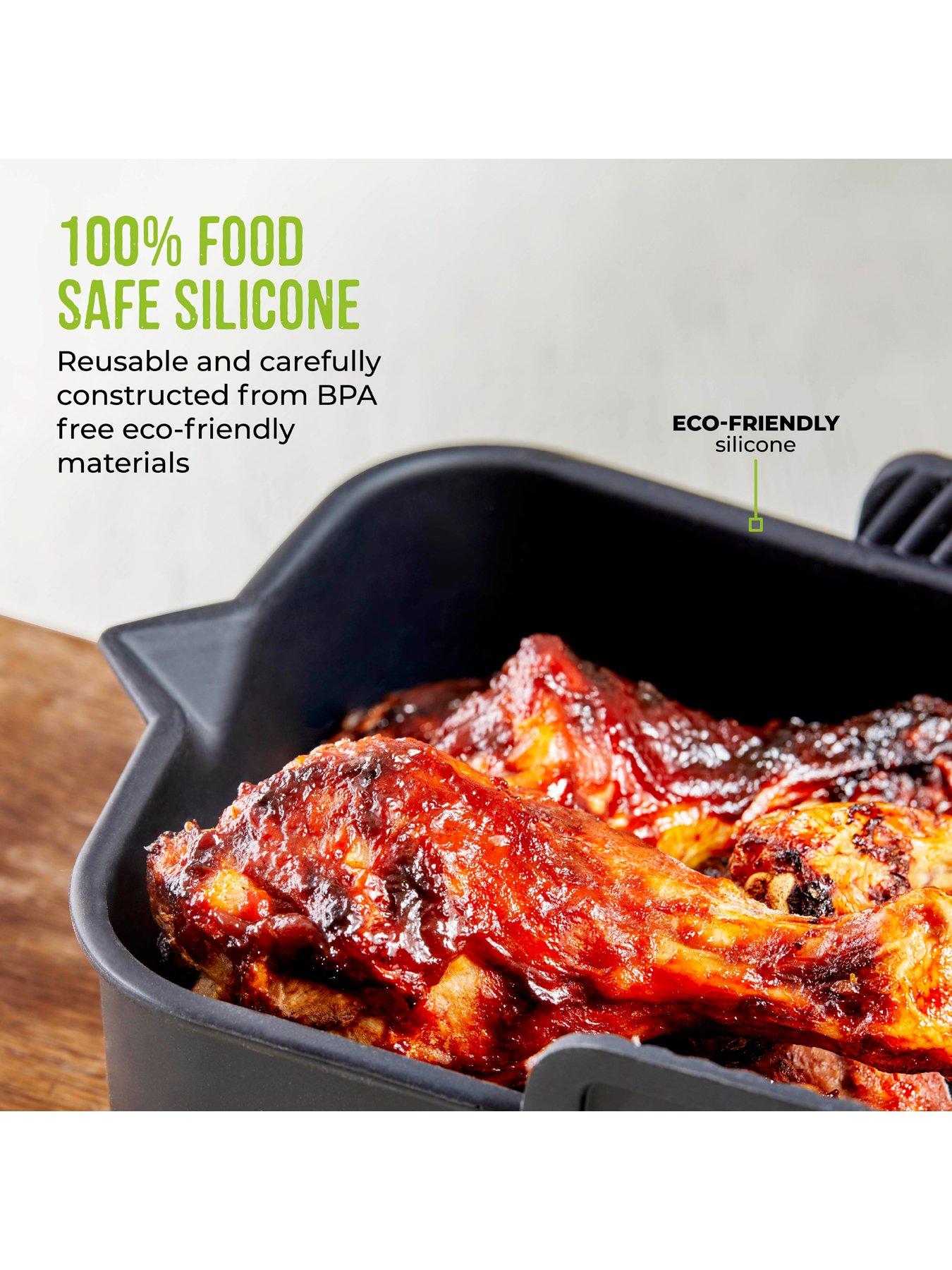Image 6 of 6 of Tower 2 X Rectangular Solid Trays + 4 Pk 9l Dual Air Fryer Liners