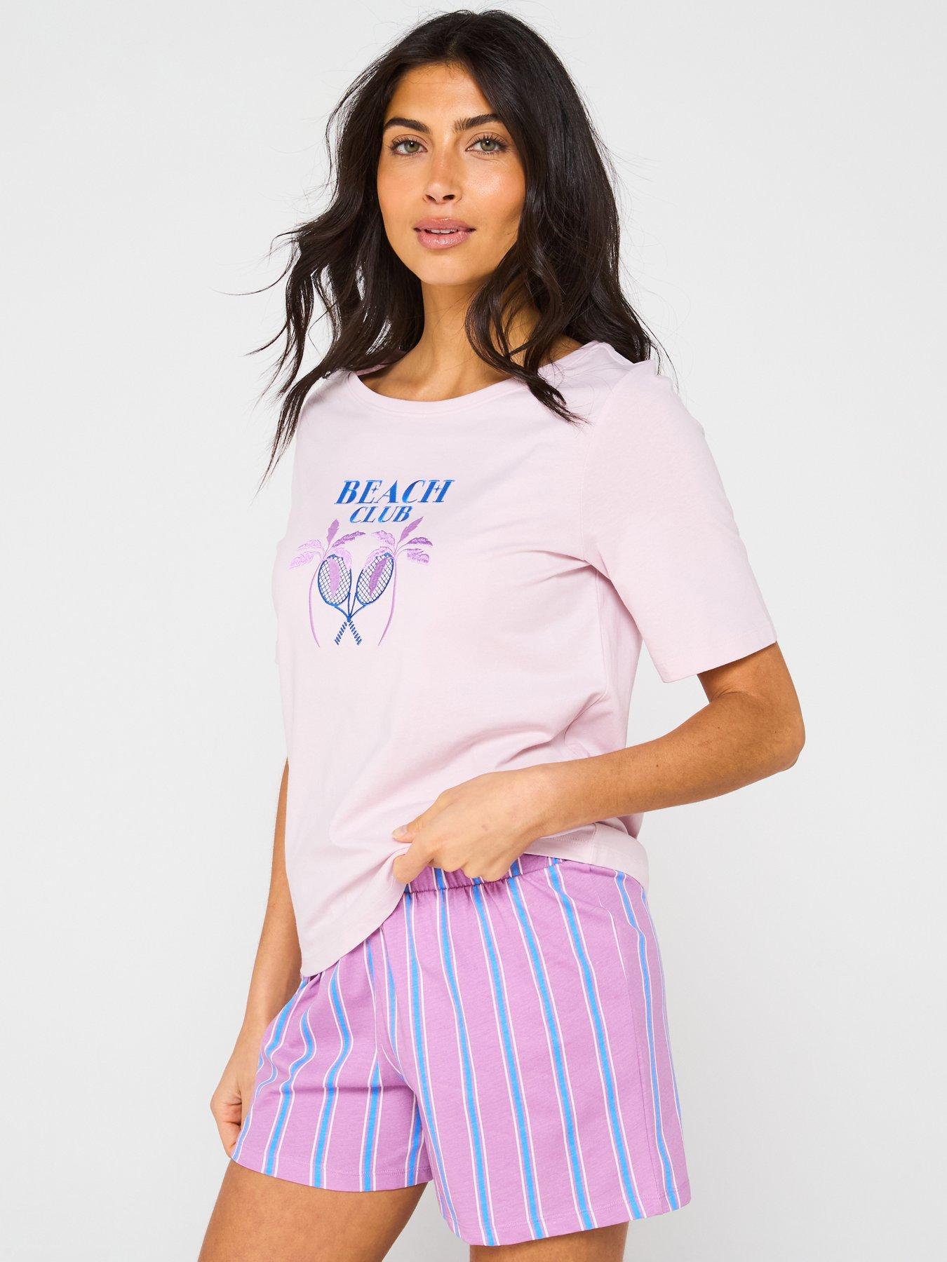 everyday-printed-short-sleeve-and-stripe-short-pj-set