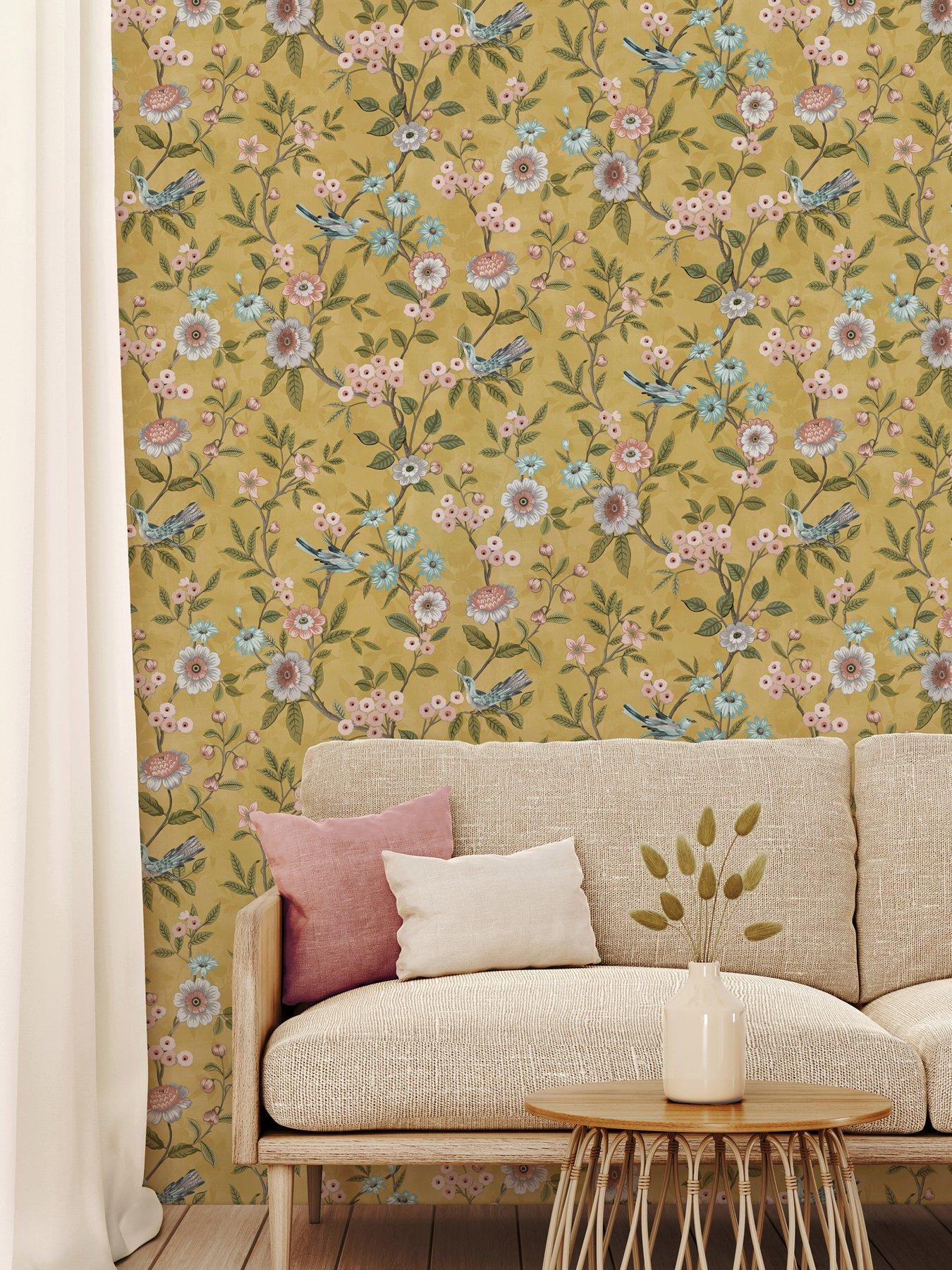 fine-decor-eleanor-floral-wallpaper-in-yellowfront