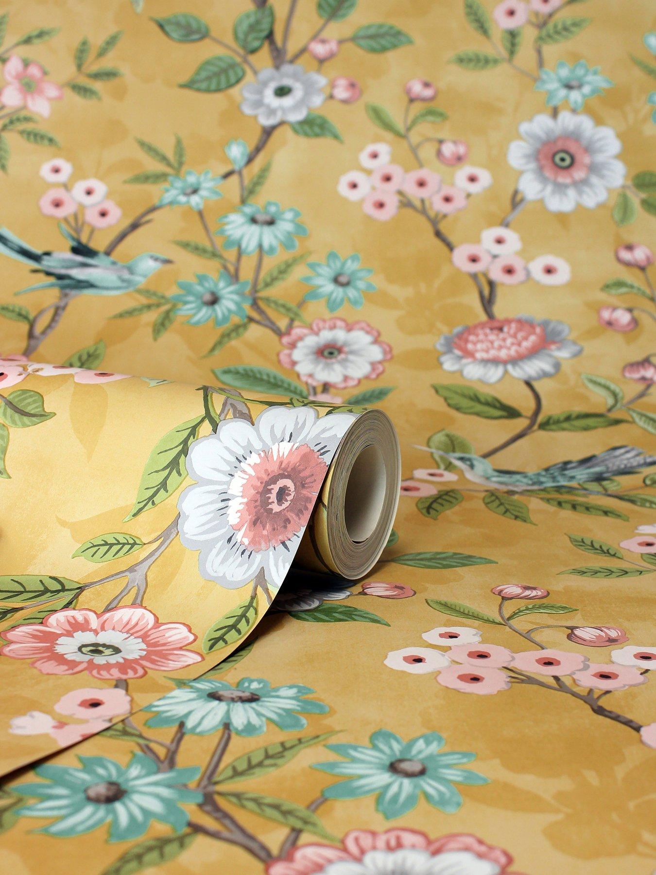 fine-decor-eleanor-floral-wallpaper-in-yellowstillFront