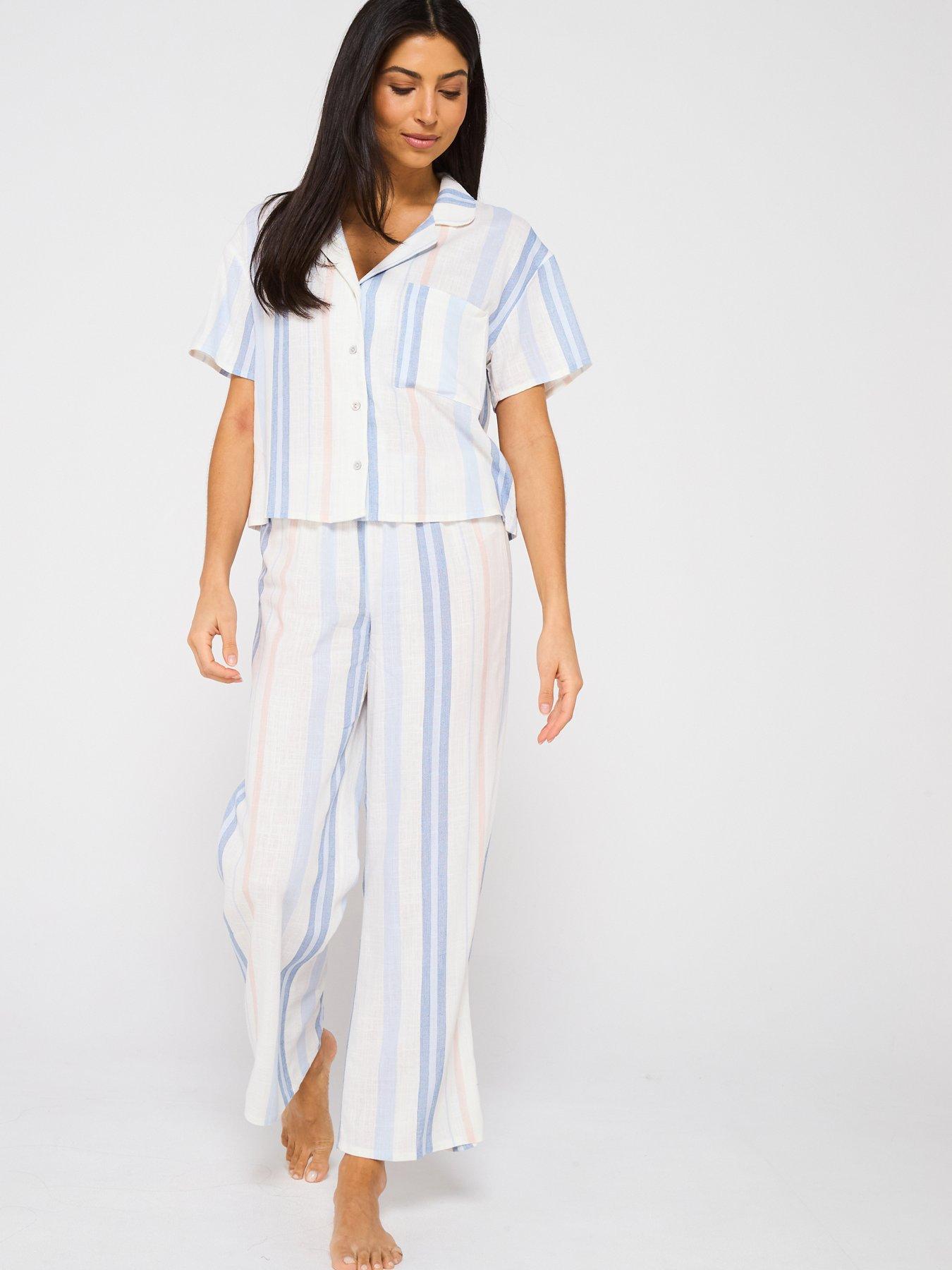 v-by-very-short-sleeve-linen-stripe-revere-set