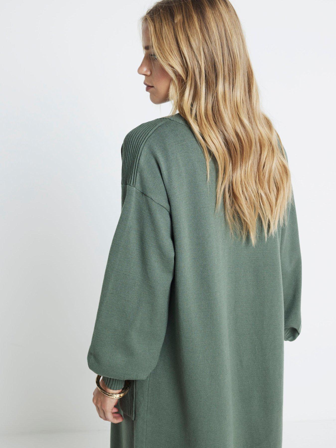 River Island Mixed Rub Maxi Cardigan Khaki Very Ireland