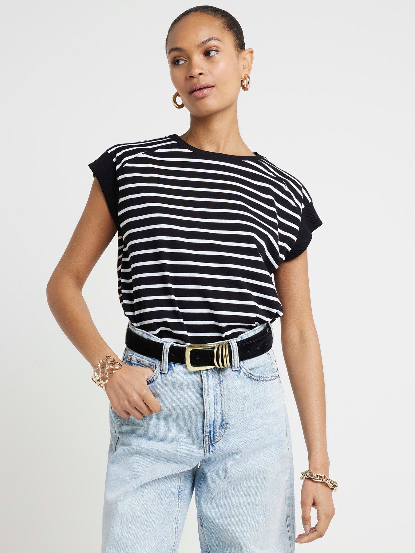 river-island-ribbed-cuff-striped-t-shirt-black