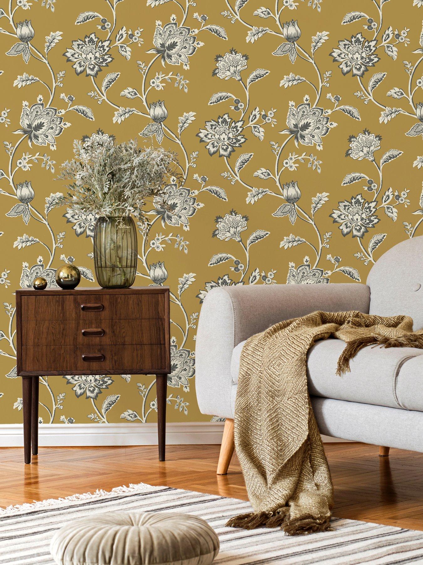 fine-decor-uliette-floral-wallpaper-in-yellow