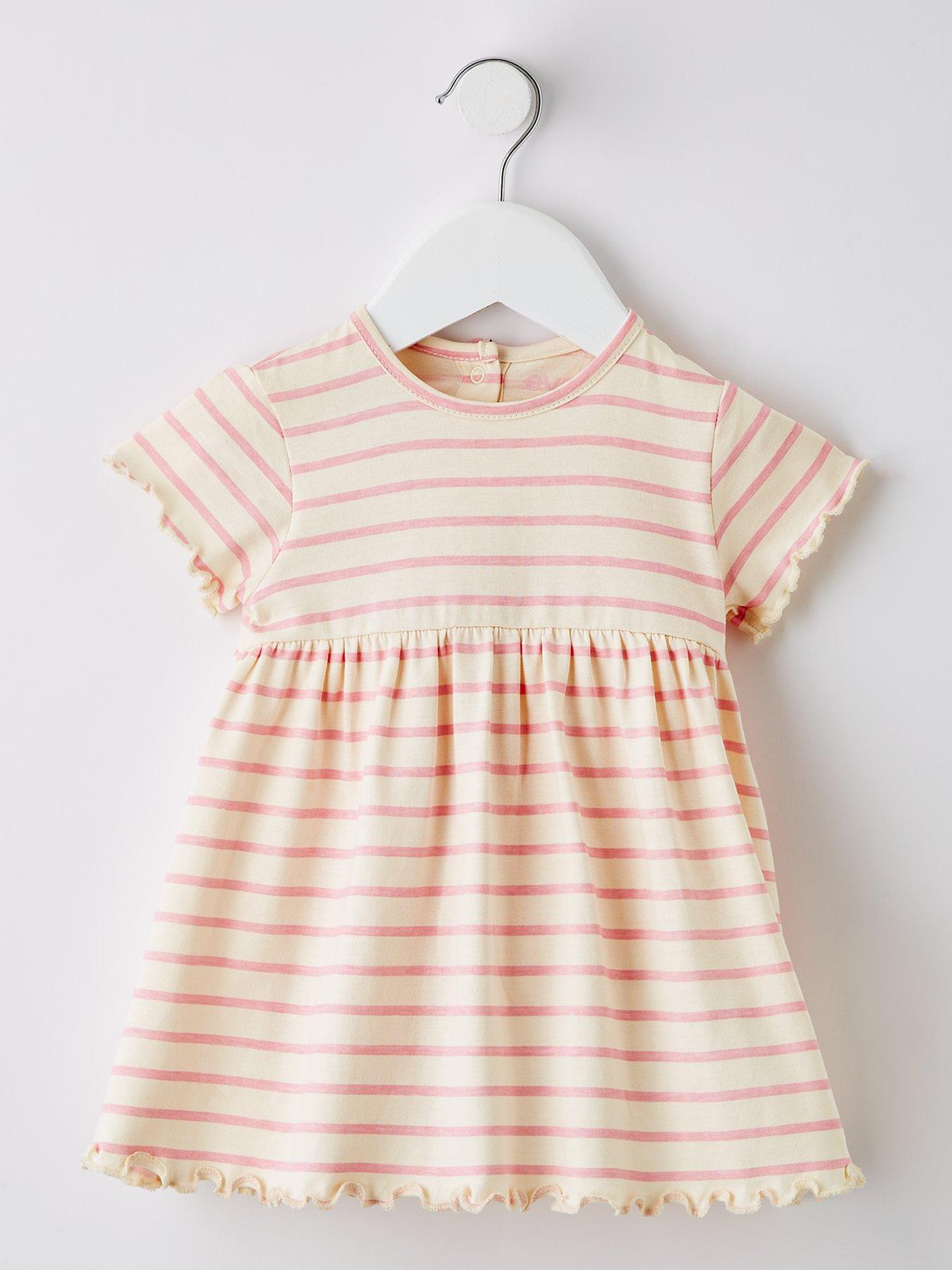 Image of Everyday Baby Girls Lemon Stripe Short Sleeve Dress