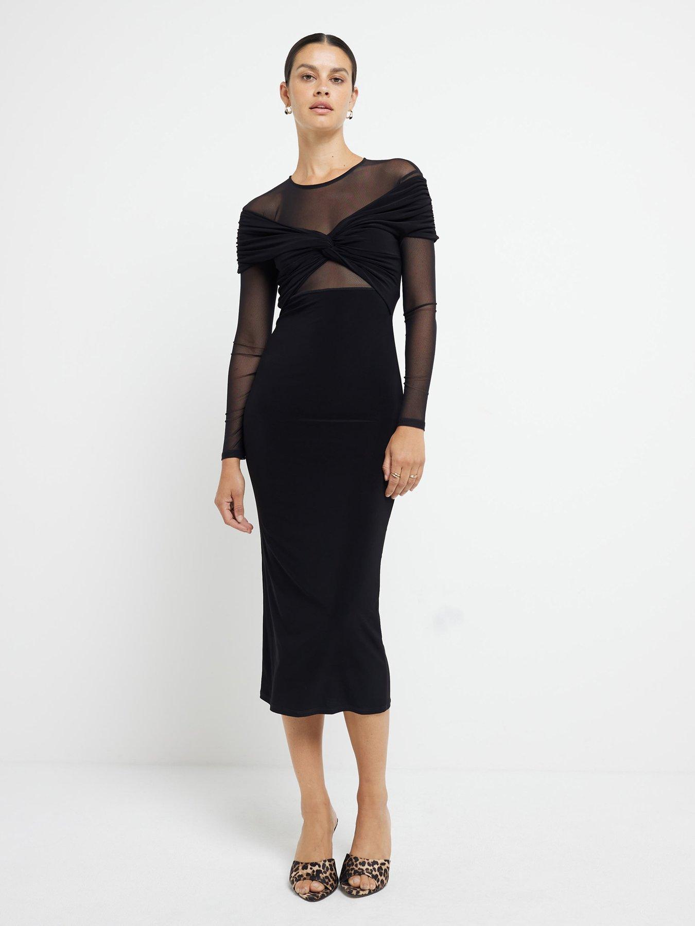 river-island-bow-detail-mesh-midi-dress-black