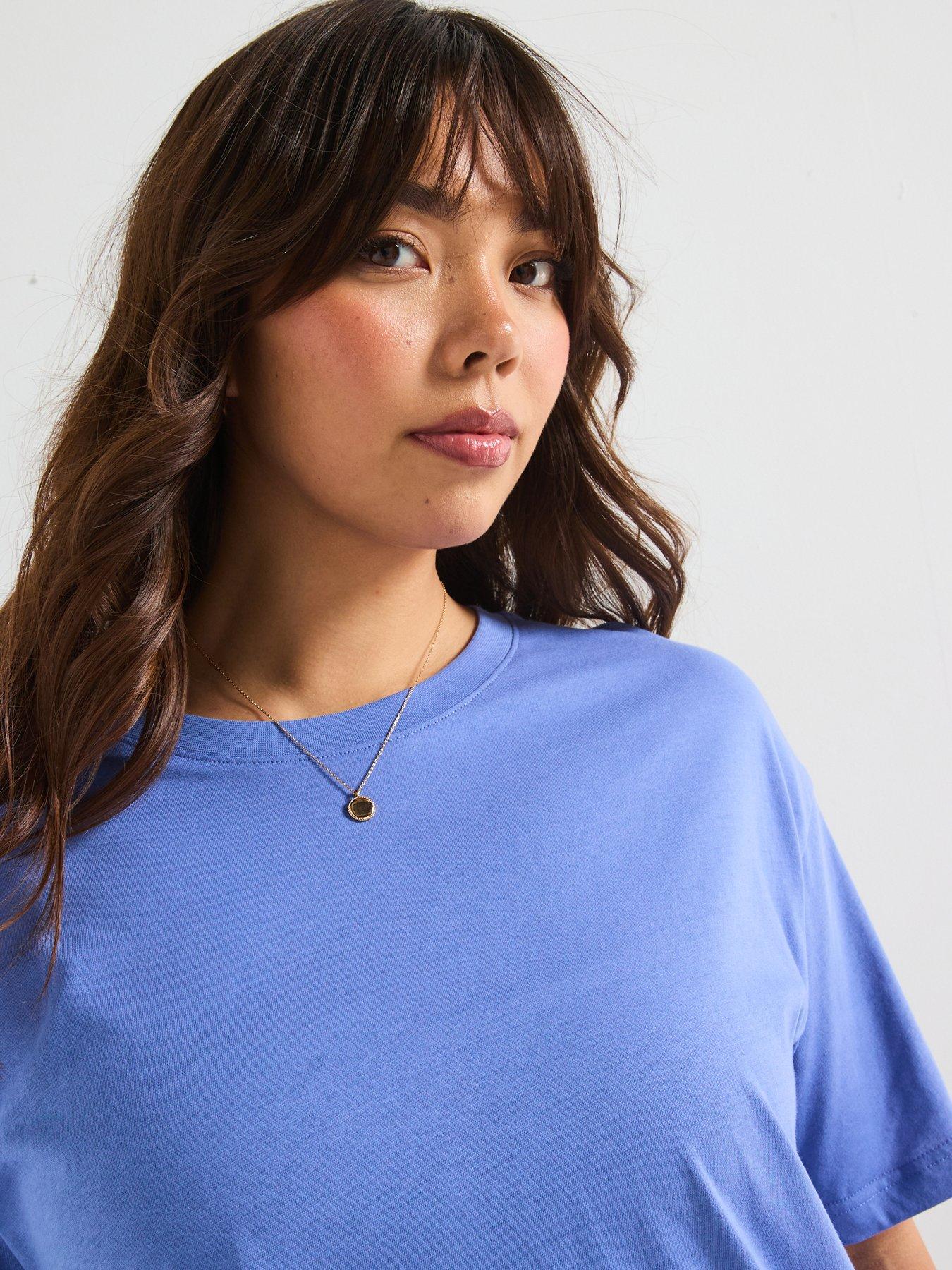 Image 4 of 6 of V by Very Curve Oversized T-Shirt - Blue
