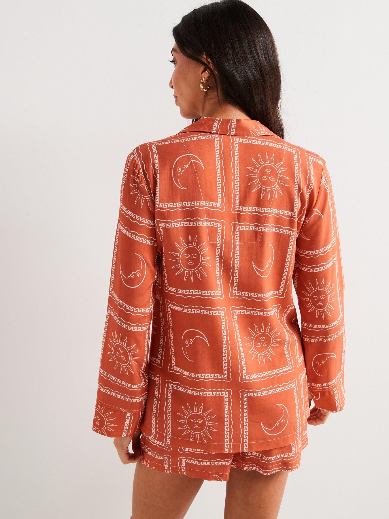 Image 2 of 5 of V by Very Printed Sun Print Short Pyjama Set - Rust